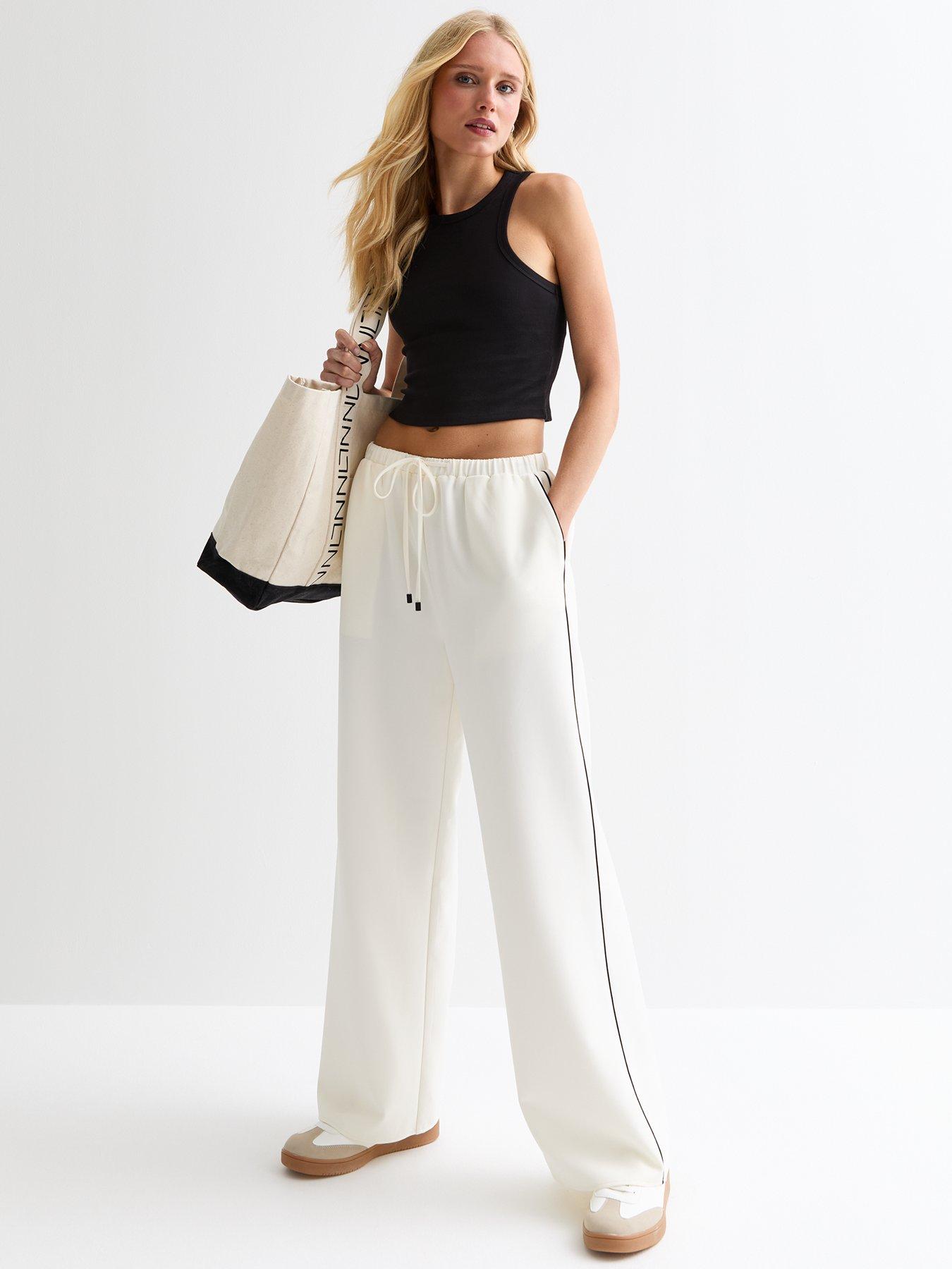 Image 1 of 4 of New Look Off Elasticated-Waist Joggers - White