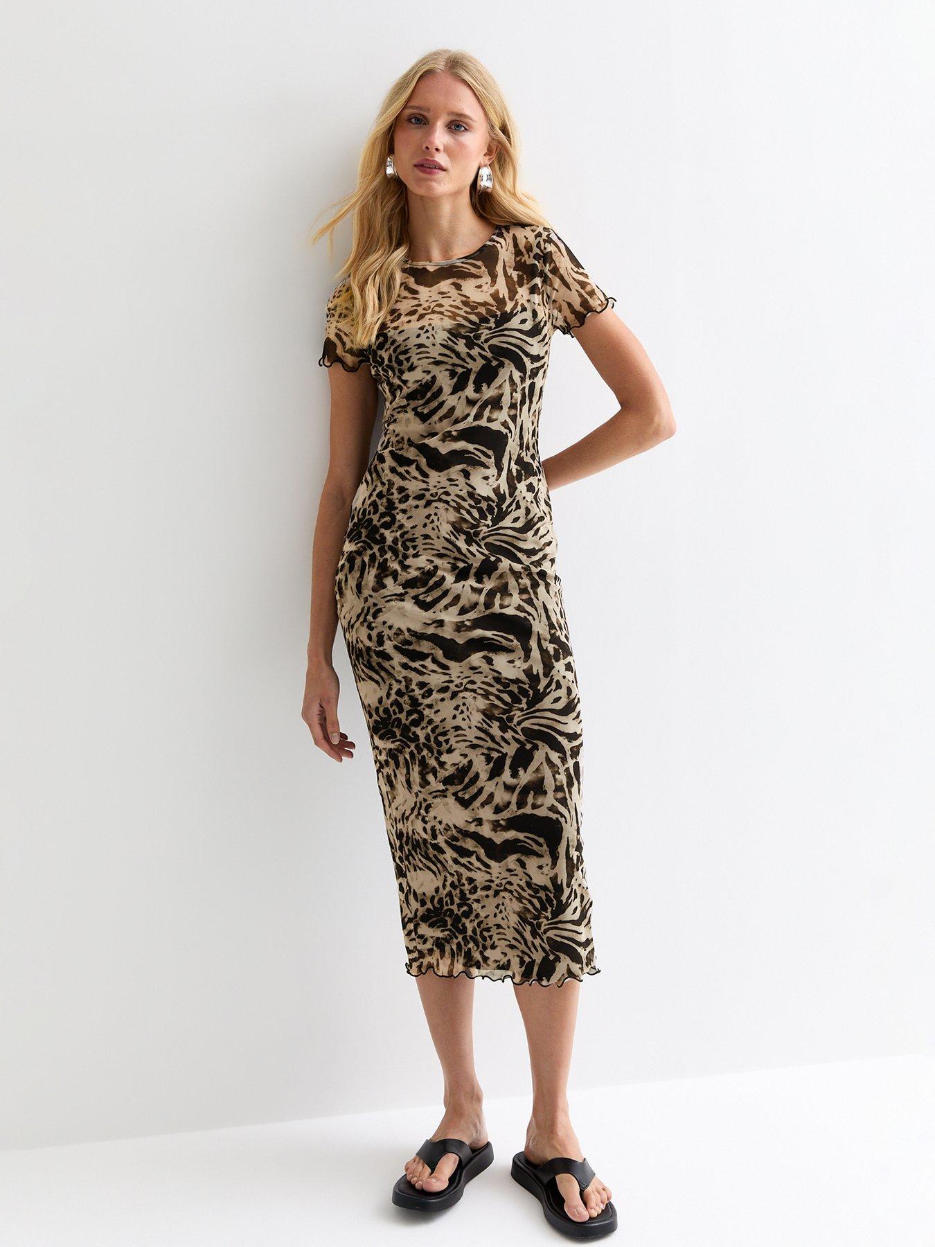 undefined Mesh Midi Dress - Black
