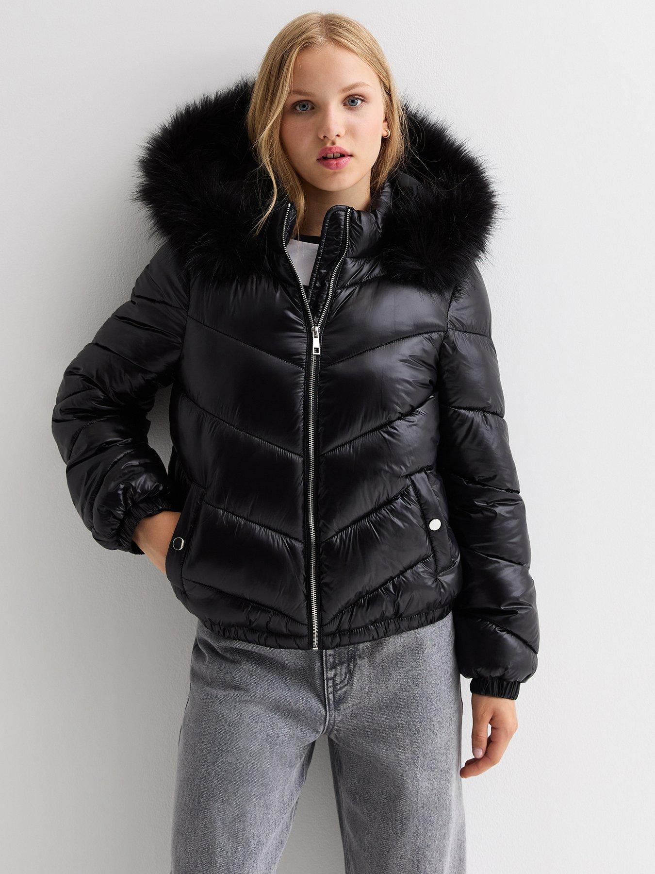 New look padded parka coat in black best sale