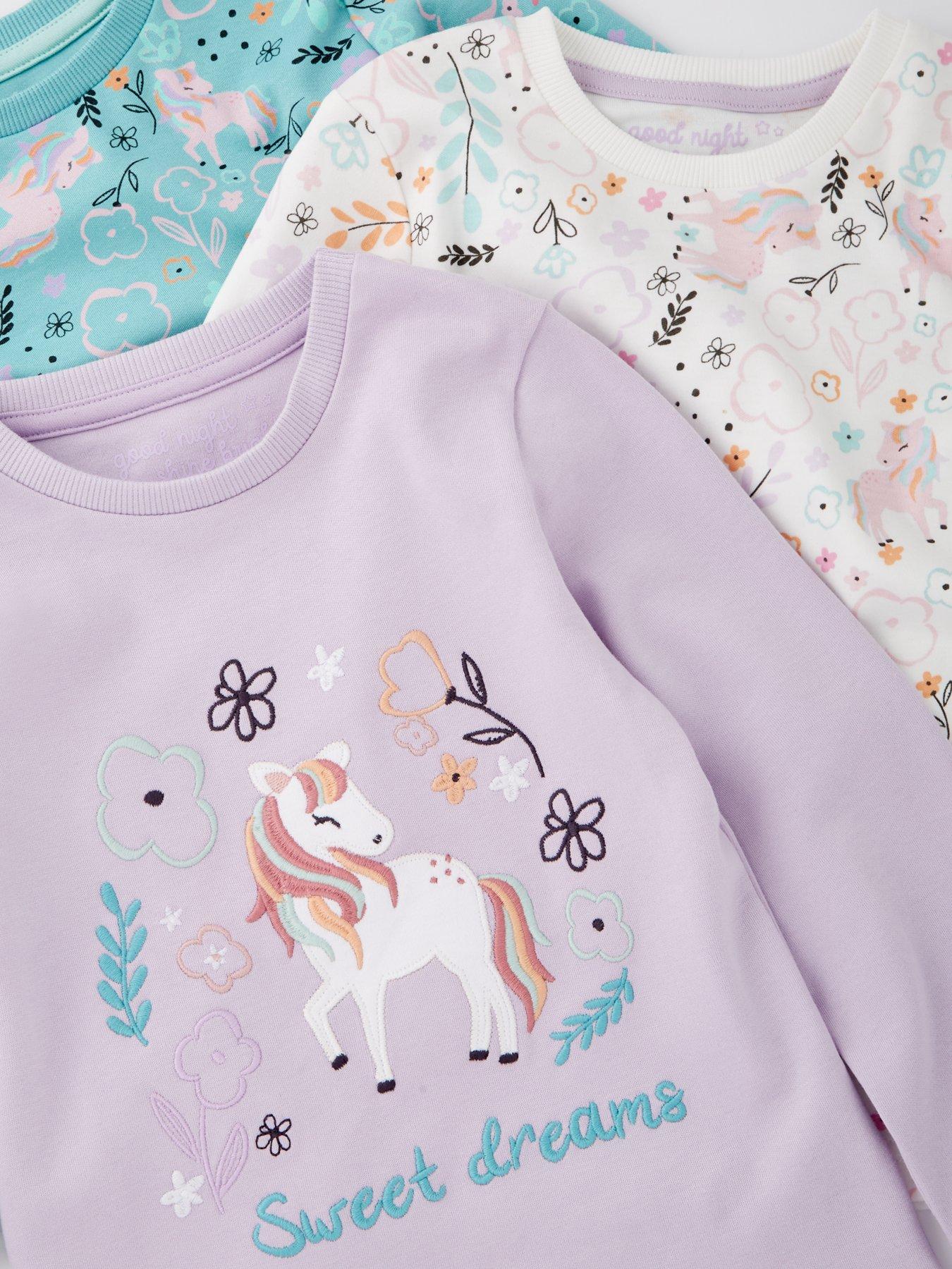  image of mini-v-by-very-girls-unicorn-3-pack-pyjama-set-multi