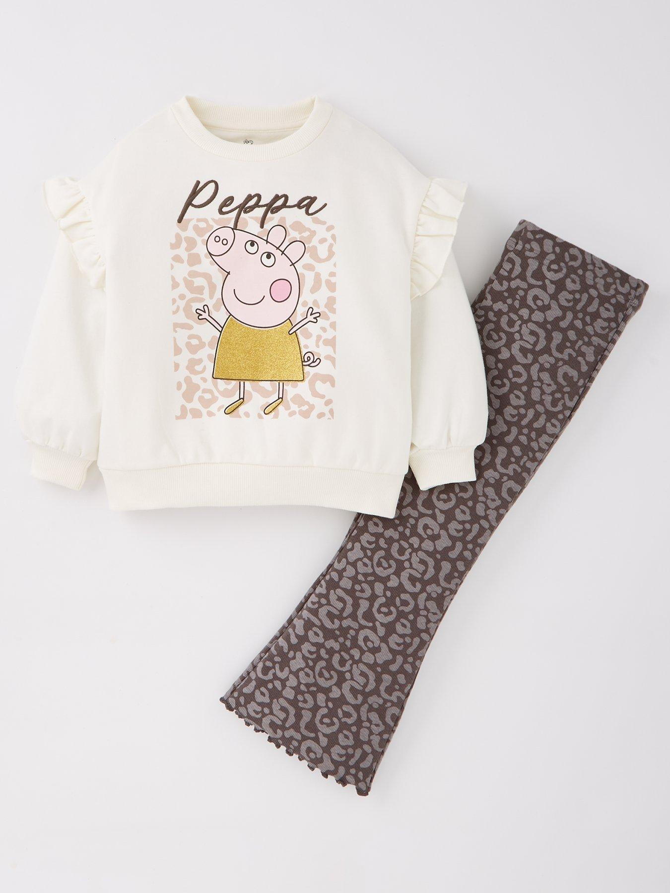 front image of peppa-pig-2-piece-frill-sweat-and-flare-legging-set-pink