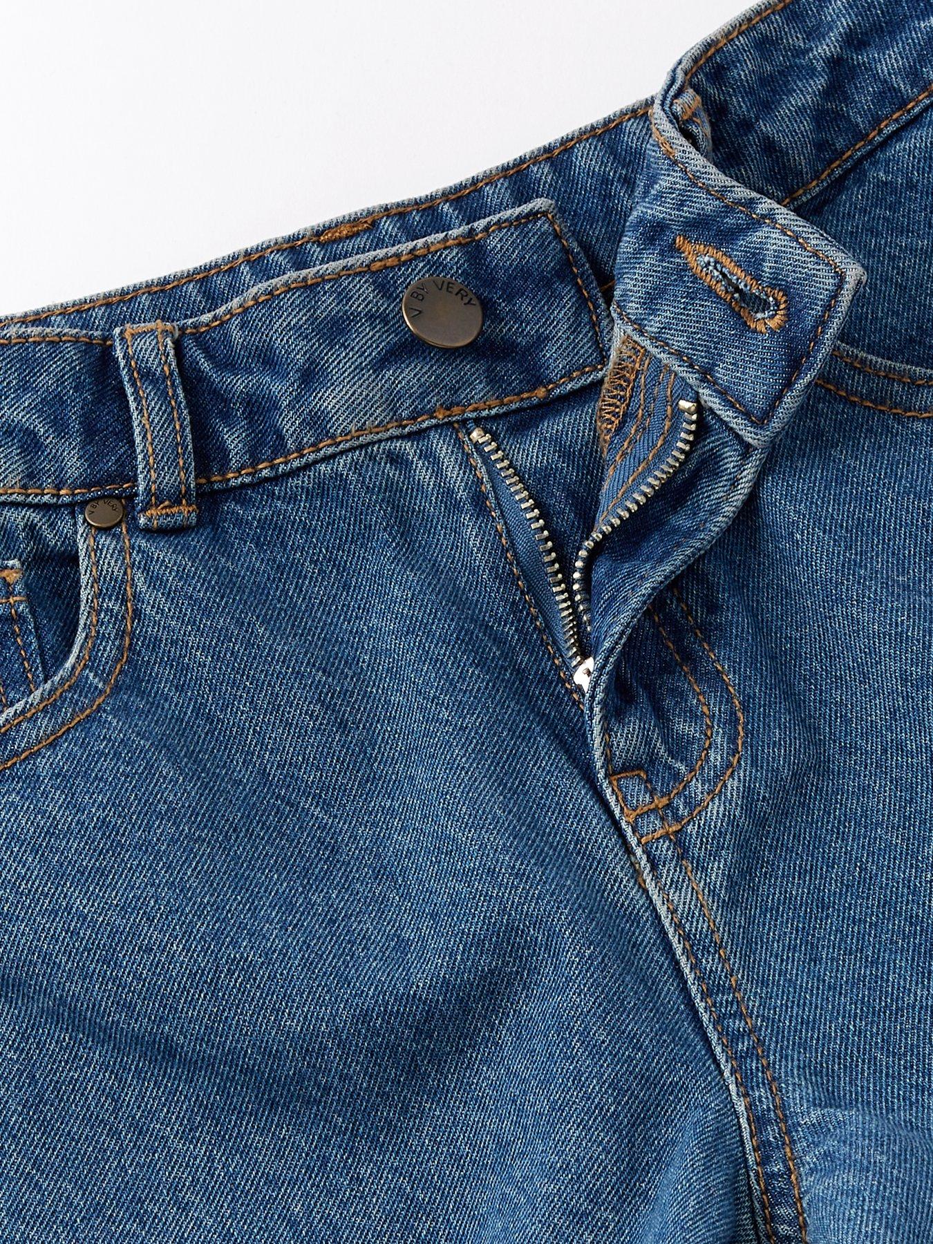  image of v-by-very-girls-forward-seam-dark-wash-barrel-leg-jean
