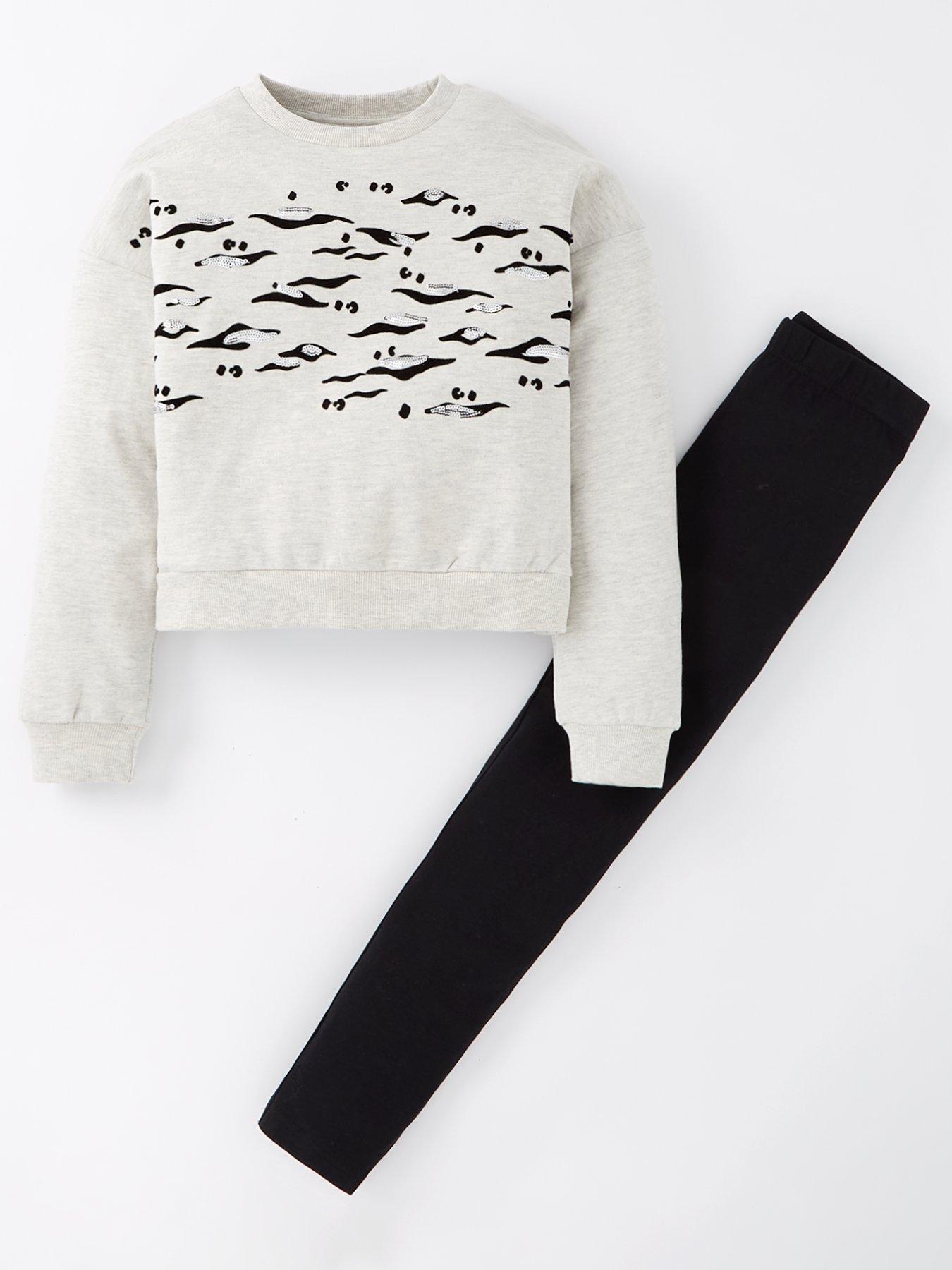 undefined Girls Sequin Animal Sweat And Legging Set