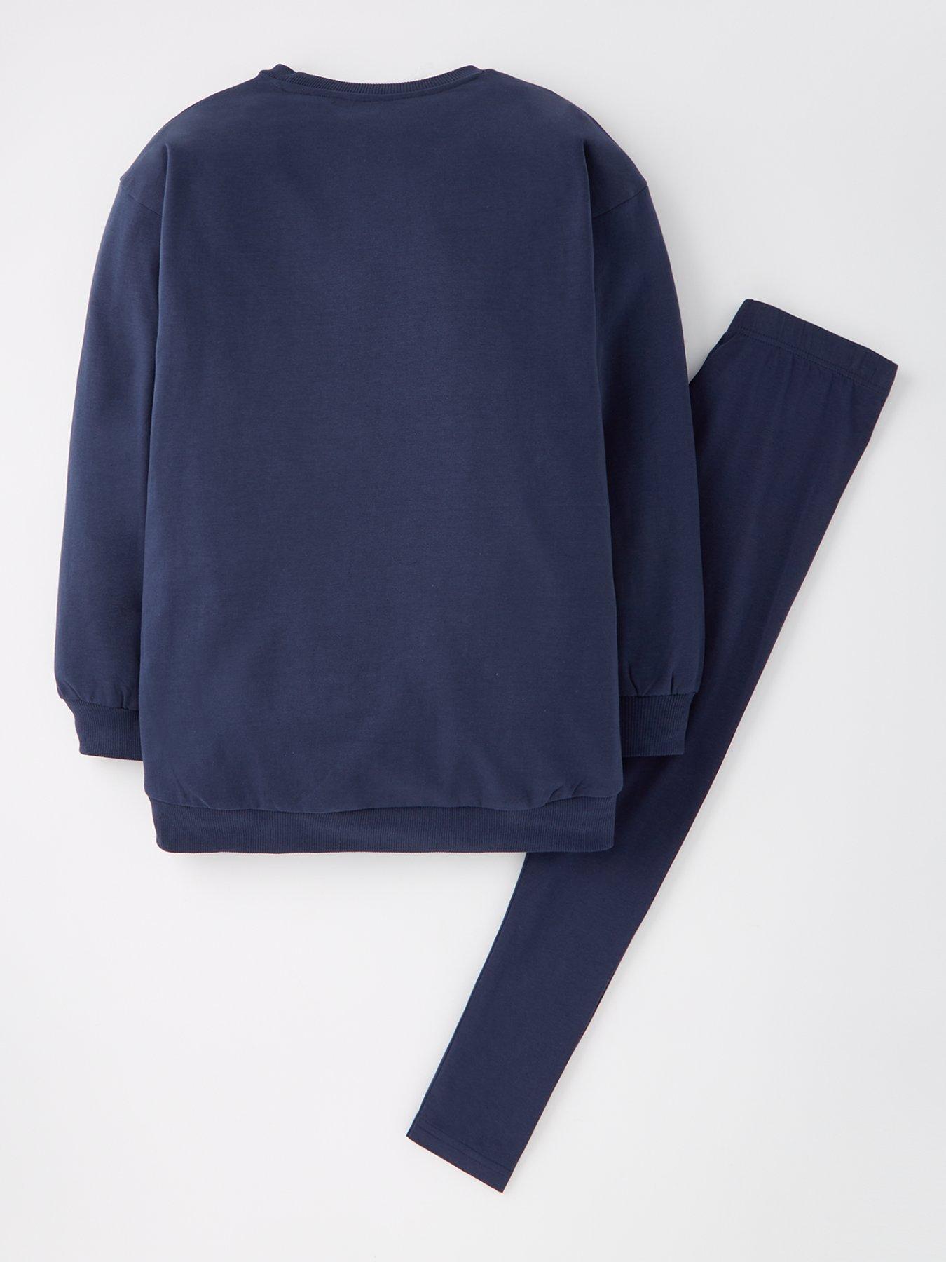  image of v-by-very-girls-nyc-longline-sweat-and-legging-set-navy
