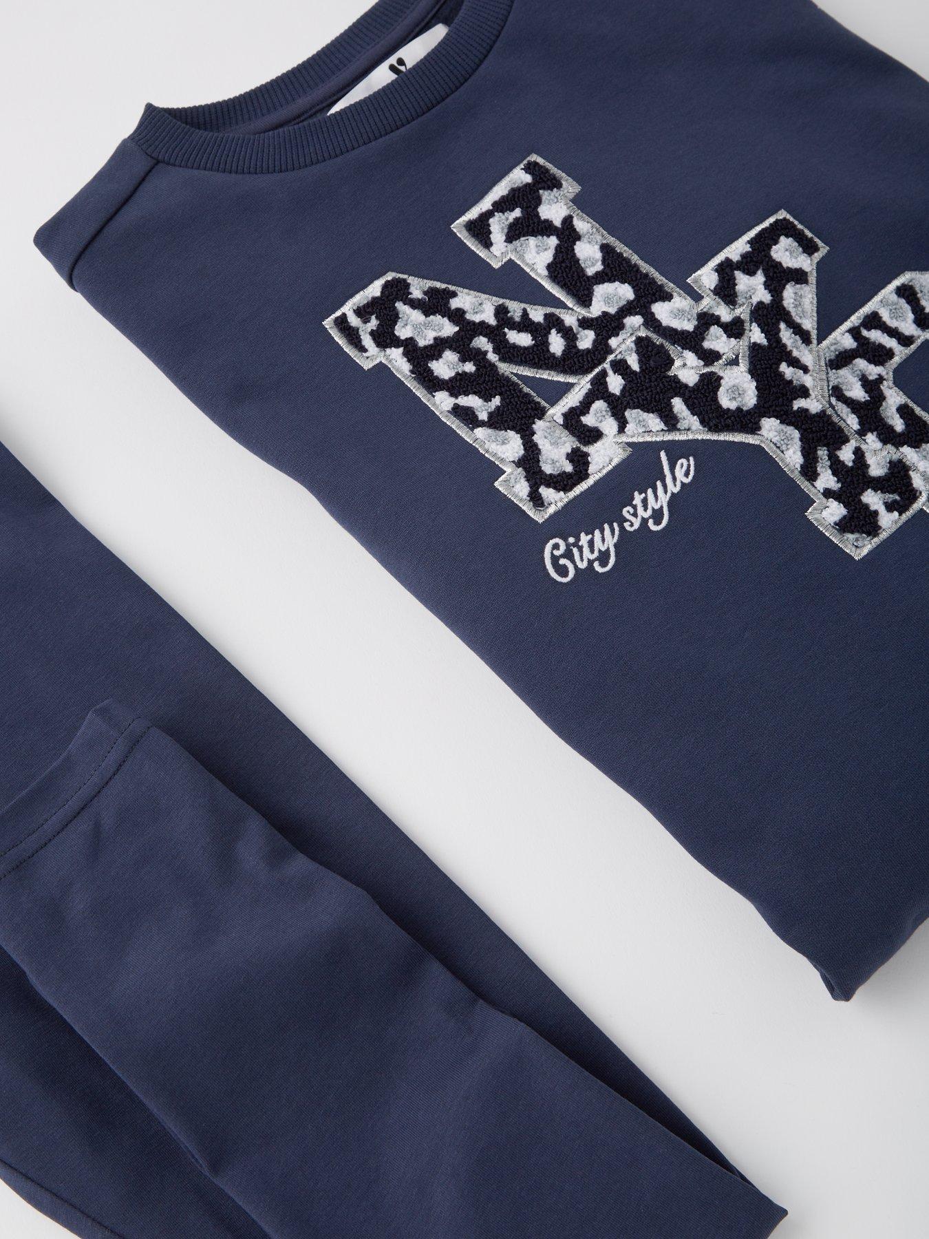  image of v-by-very-girls-nyc-longline-sweat-and-legging-set-navy