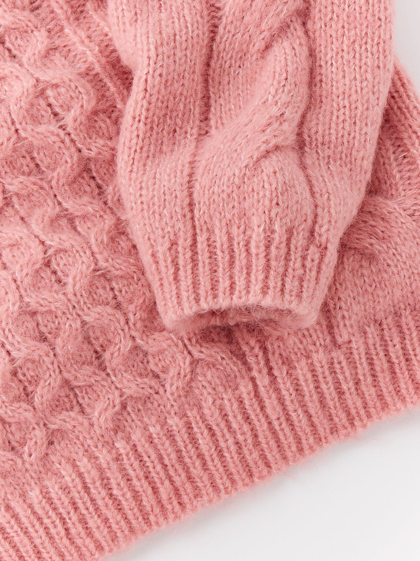  image of v-by-very-girls-cable-knit-crew-jumper-pink