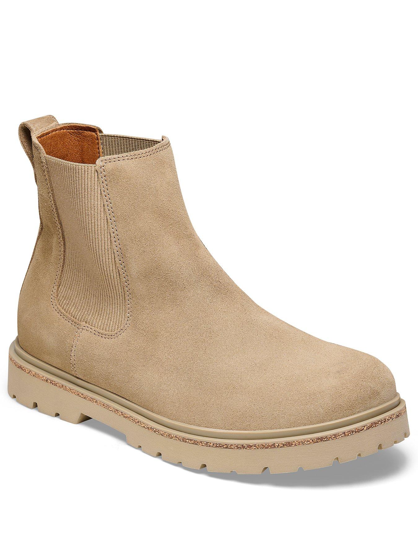  image of birkenstock-mens-highwood-suede-chelsea-boots-beige