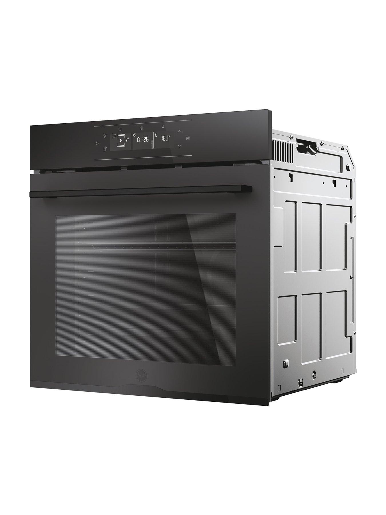  image of hoover-ho6-m5g3ytb-78l-single-oven-18f-wifi-pyro-clean-graphic-ux-telescopic-airfry--nbspmatte-amp-gloss-black-glass