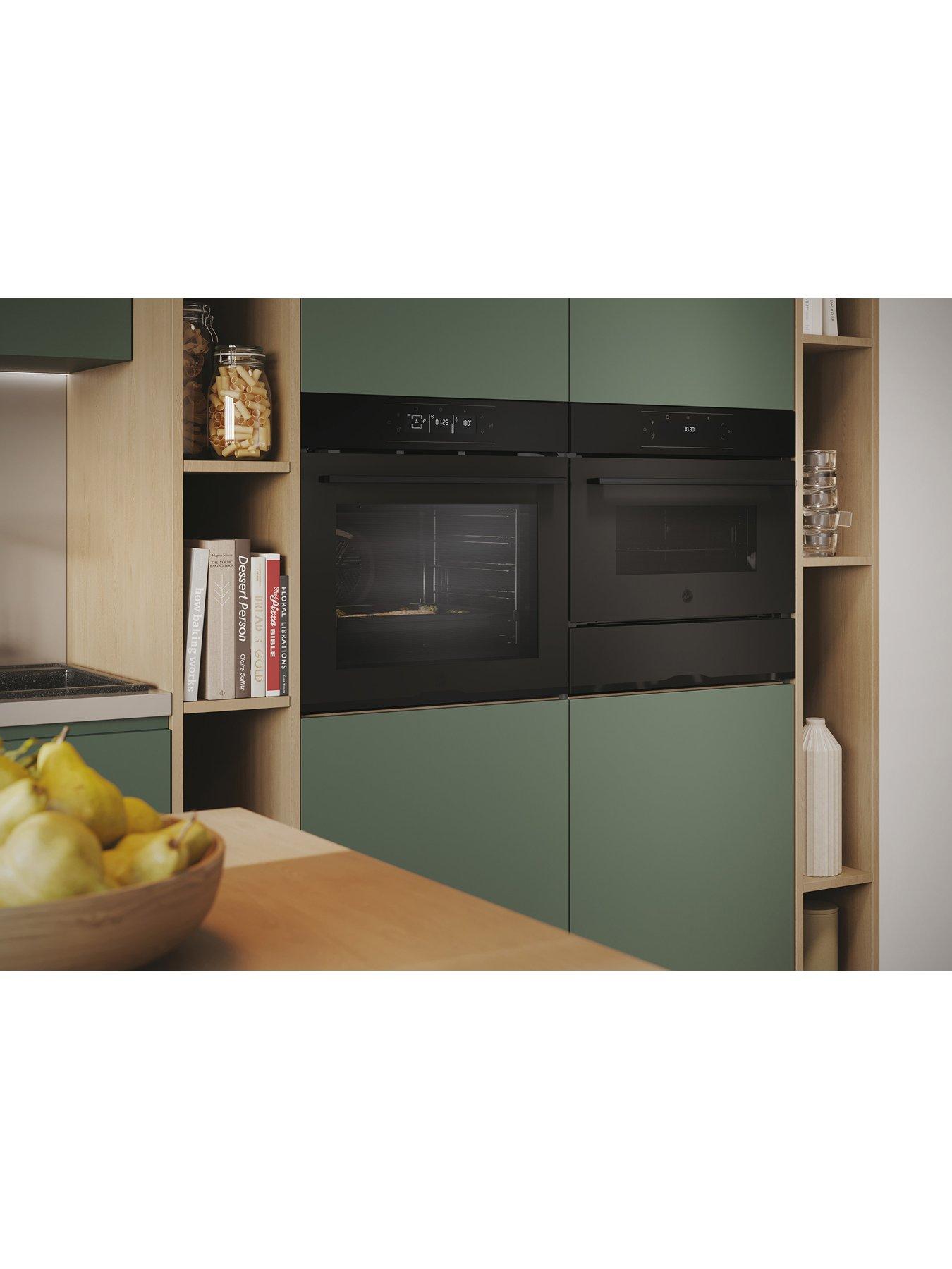  image of hoover-ho6-m5g3ytb-78l-single-oven-18f-wifi-pyro-clean-graphic-ux-telescopic-airfry--nbspmatte-amp-gloss-black-glass
