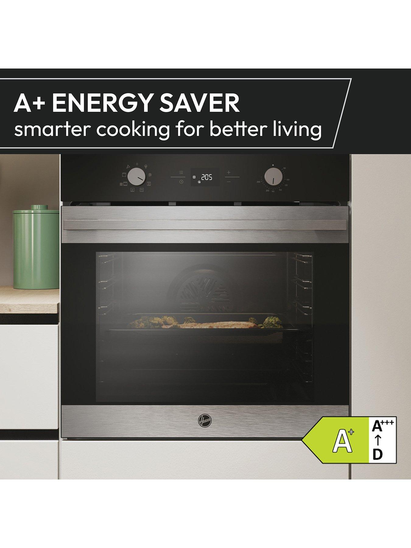  image of hoover-ho6-h3t1htx-78l-single-oven-tbcf-steam-clean-timer-rotary-ux--nbspblack-glass-amp-stainless-steel