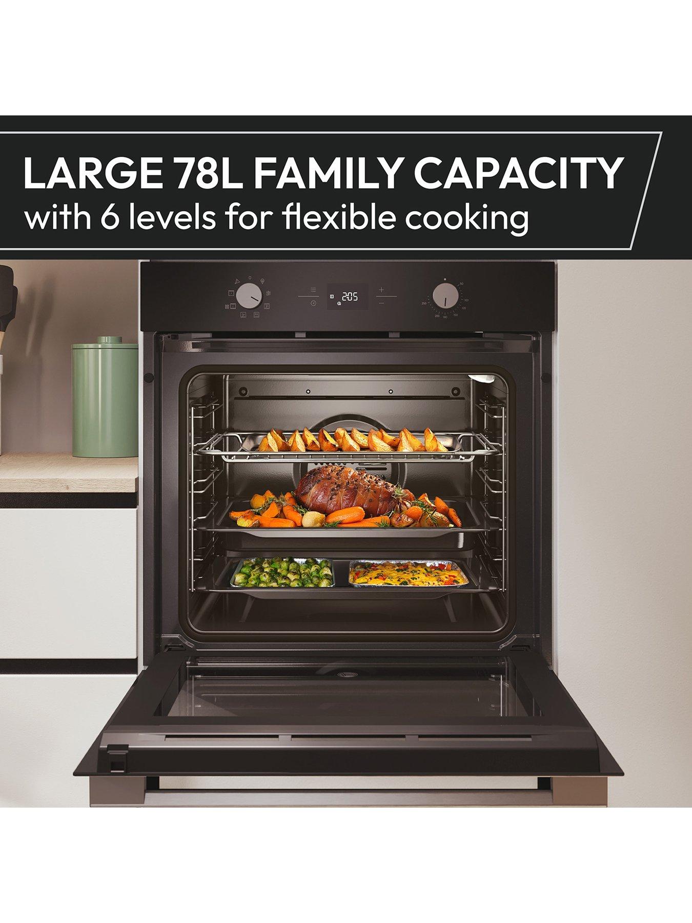  image of hoover-ho6-h3t1htx-78l-single-oven-tbcf-steam-clean-timer-rotary-ux--nbspblack-glass-amp-stainless-steel
