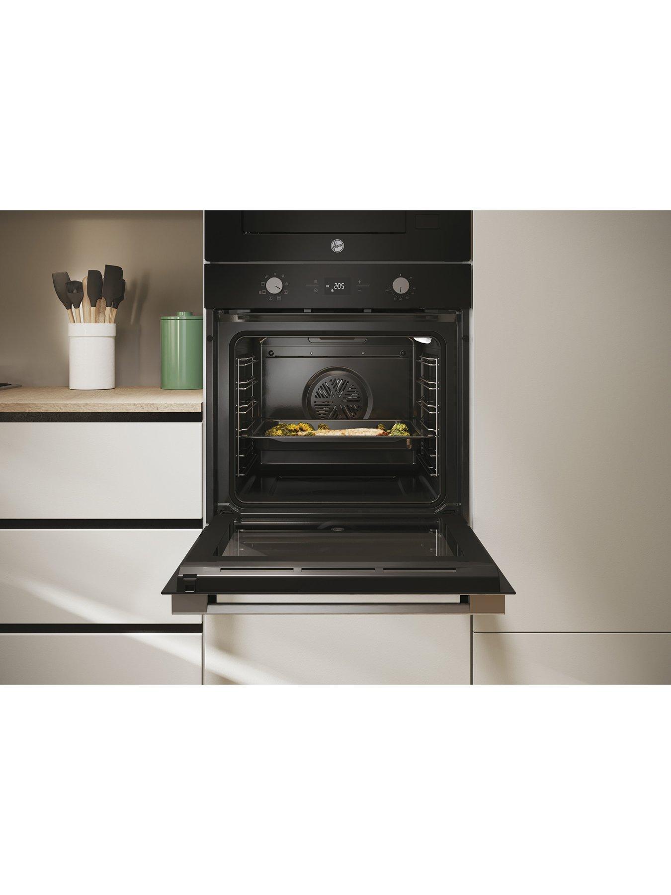  image of hoover-ho6-h3t1htx-78l-single-oven-tbcf-steam-clean-timer-rotary-ux--nbspblack-glass-amp-stainless-steel