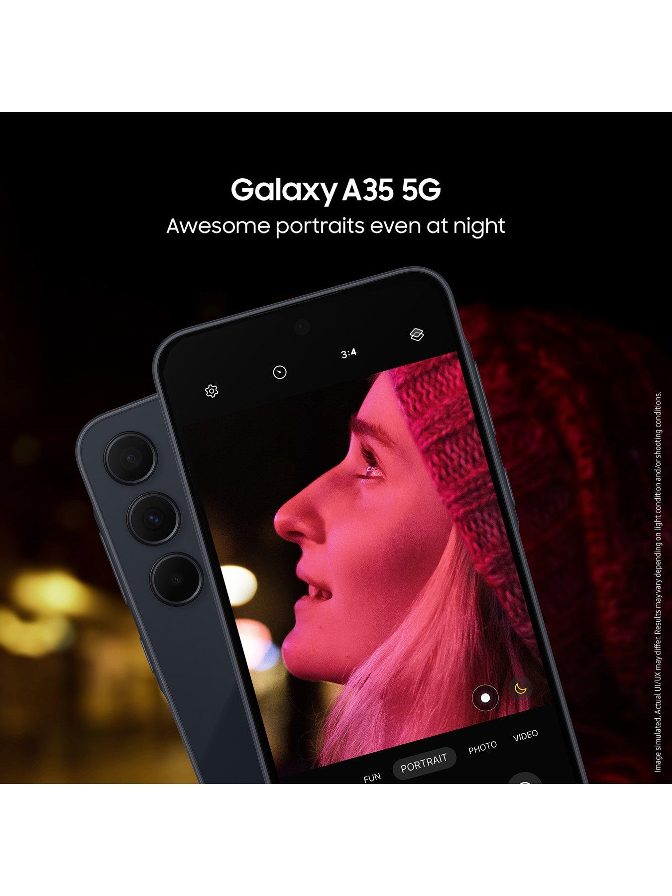  image of samsung-galaxy-a35-5g-8gb-ram-256gb-storage-navy-with-galaxynbspbuds-fe-earbuds-white
