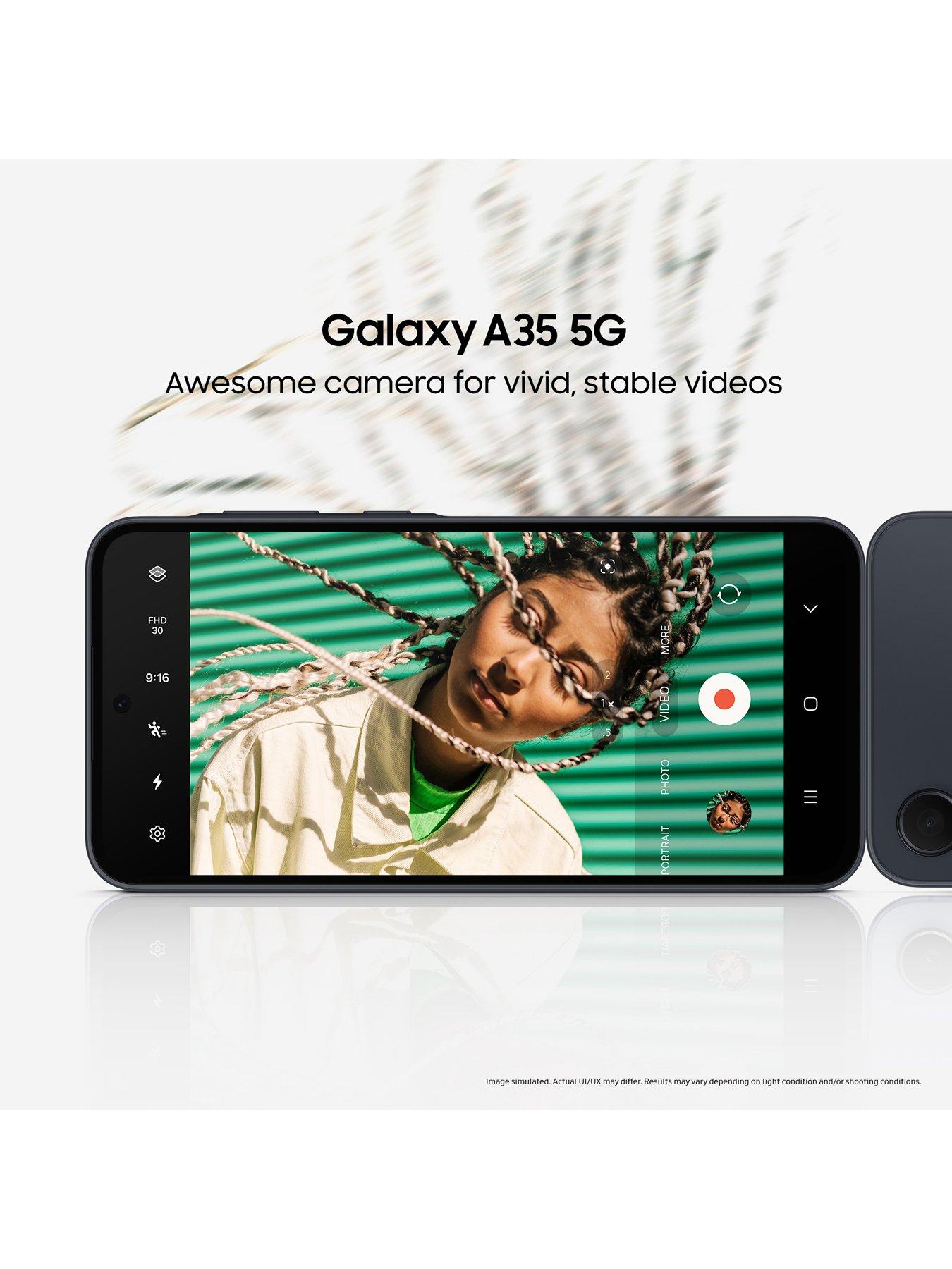  image of samsung-galaxy-a35-5g-8gb-ram-256gb-storage-navy-with-galaxynbspbuds-fe-earbuds-white