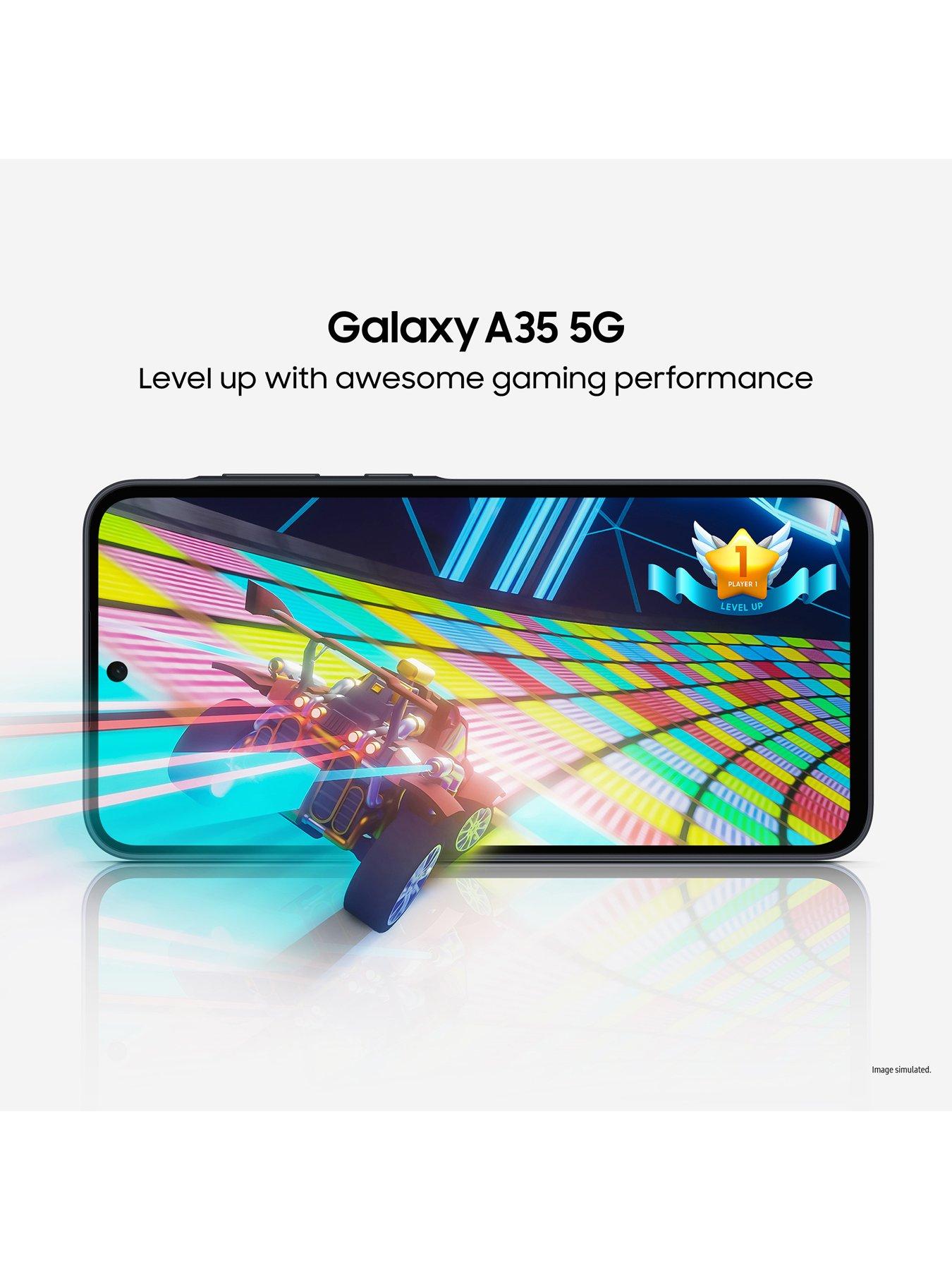  image of samsung-galaxy-a35-5g-8gb-ram-256gb-storage-navy-with-galaxynbspbuds-fe-earbuds-white