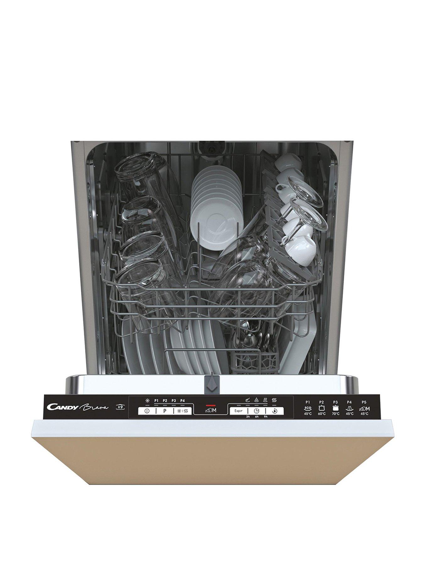 Candy Brava CDIH 2L952-80 45cm Wide Slimline 9-Place Integrated Dishwasher, E Rated - Black