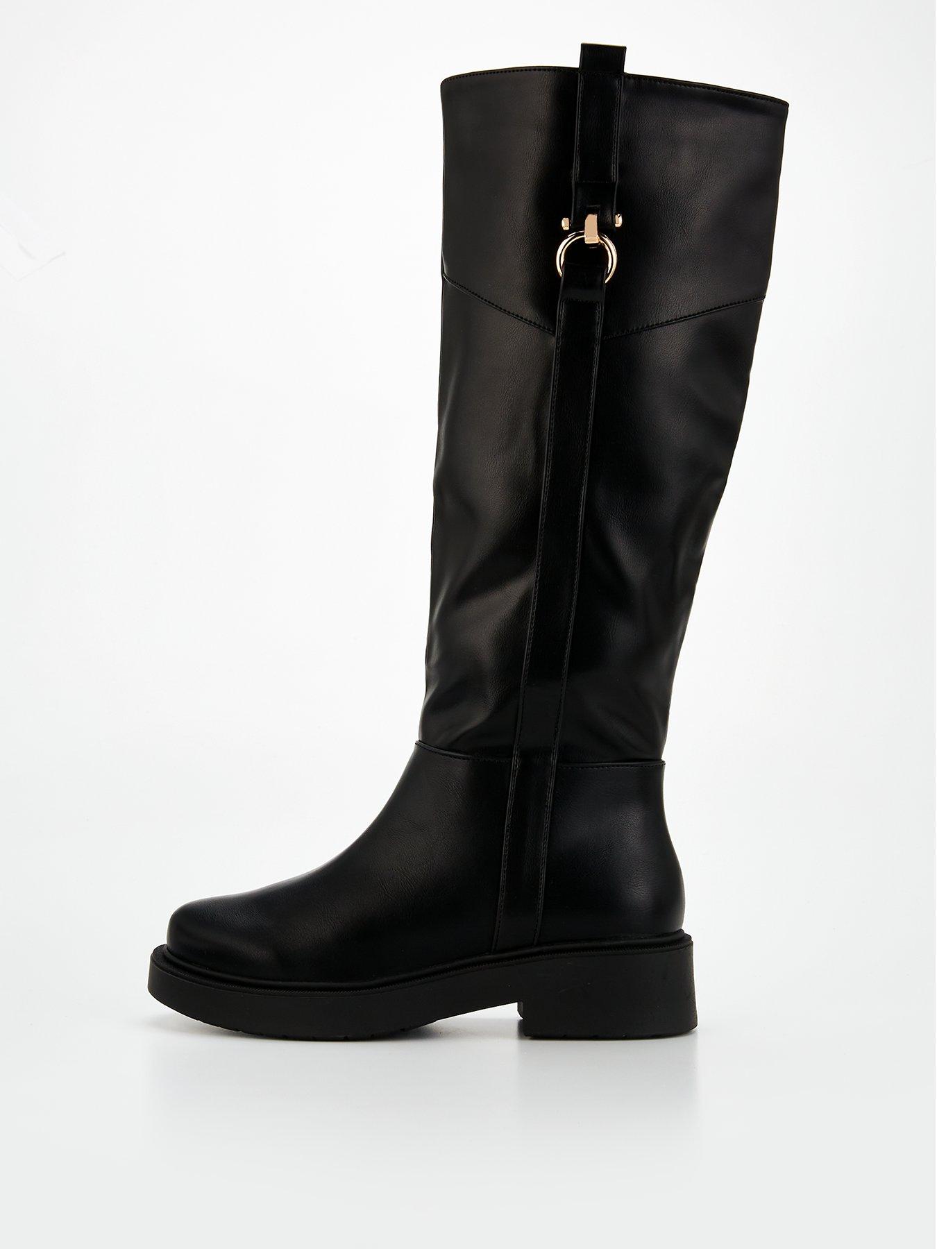 undefined Flat Riding Knee Boot - Black