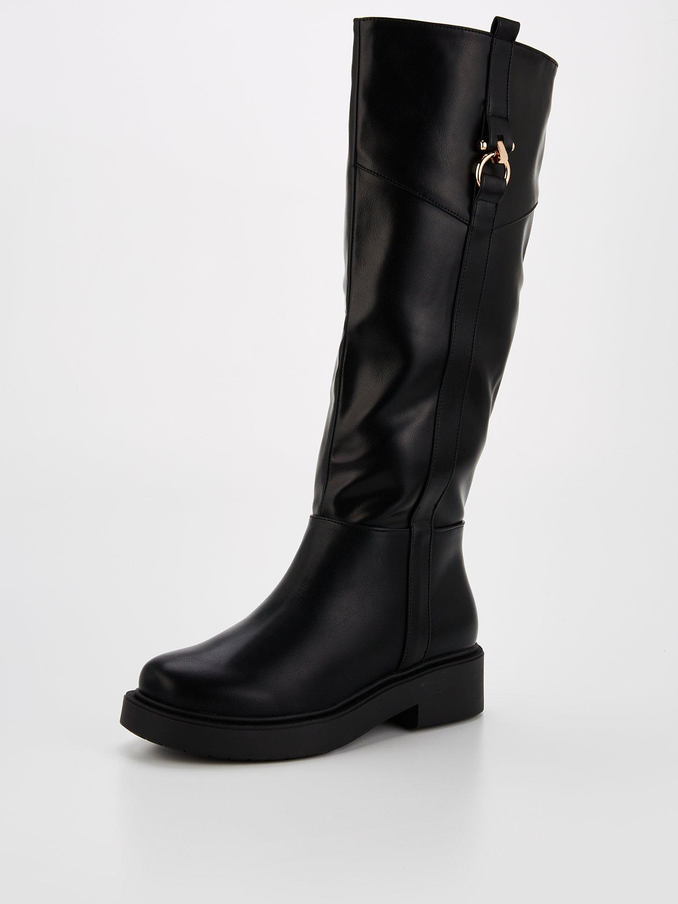 image of v-by-very-flat-riding-knee-boot-black