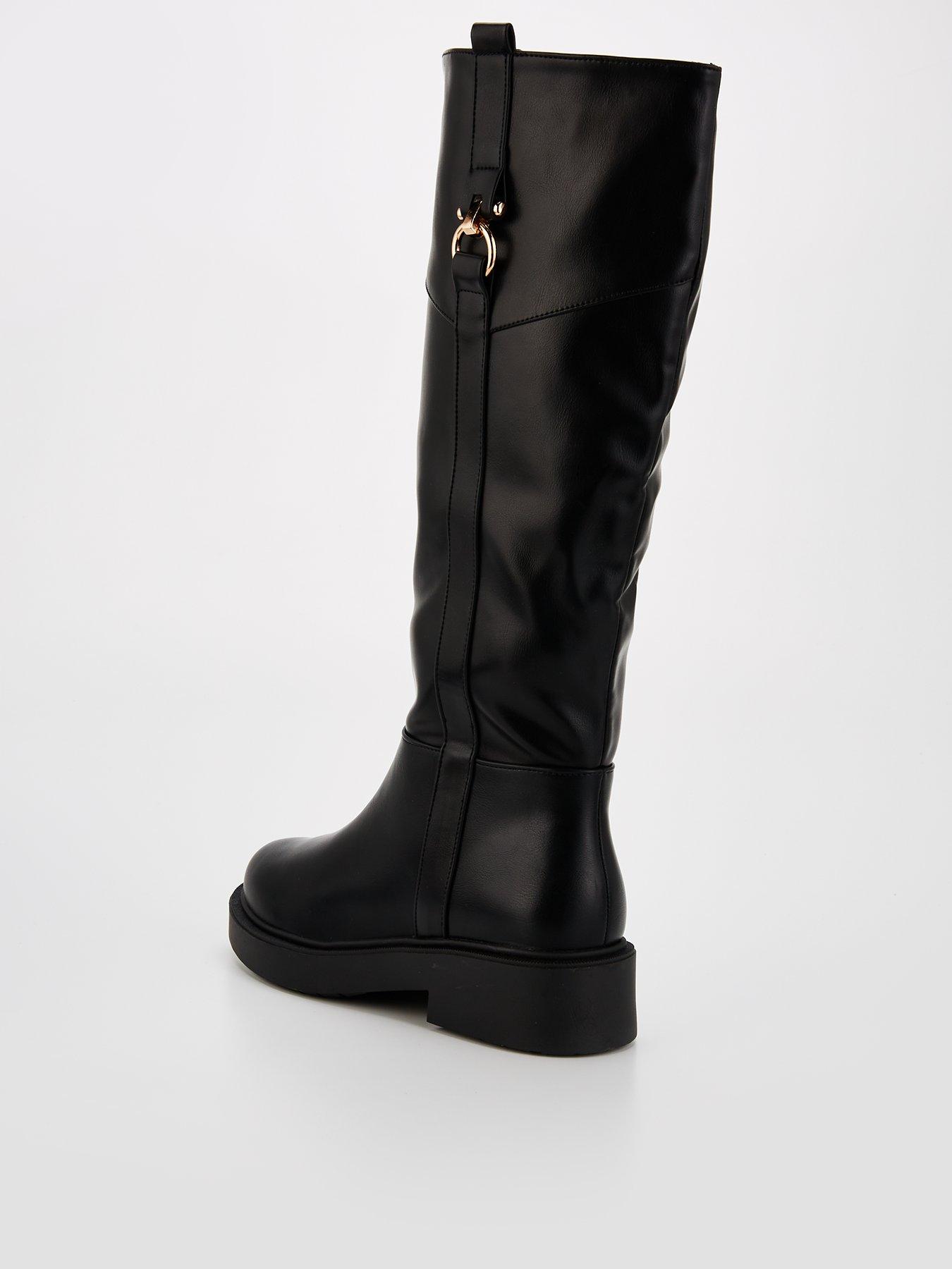  image of v-by-very-flat-riding-knee-boot-black