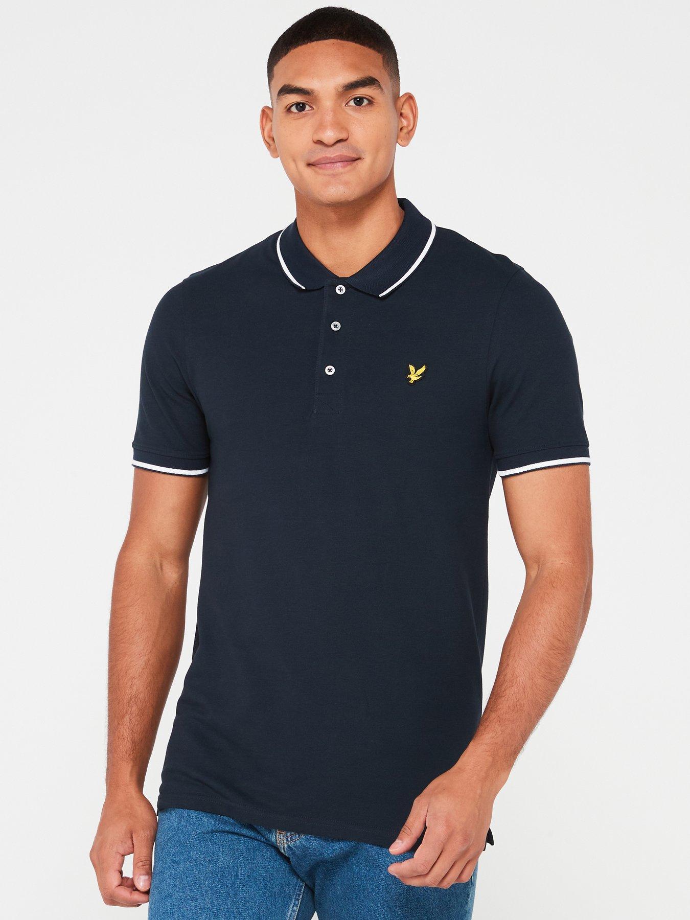 undefined Short Sleeve Regular Fit Tipped Polo Shirt - Navy