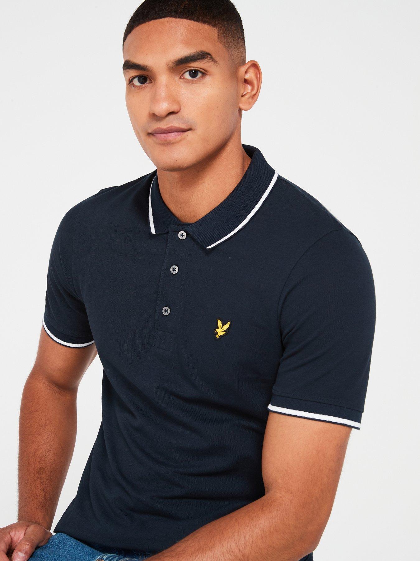 Image 4 of 4 of Lyle & Scott Short Sleeve Regular Fit Tipped Polo Shirt - Navy