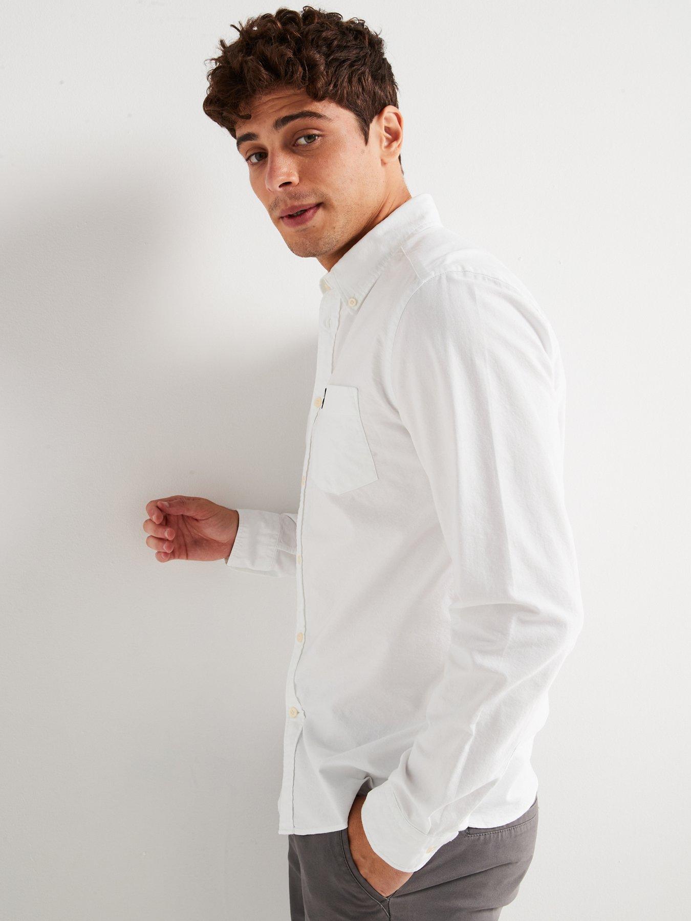  image of lyle-scott-long-sleeve-regular-fit-plain-oxford-shirt-white