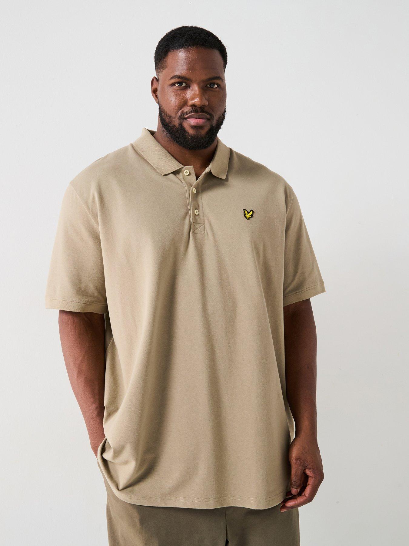  image of lyle-scott-big-tall-plain-regular-fit-polo-shirt-khaki