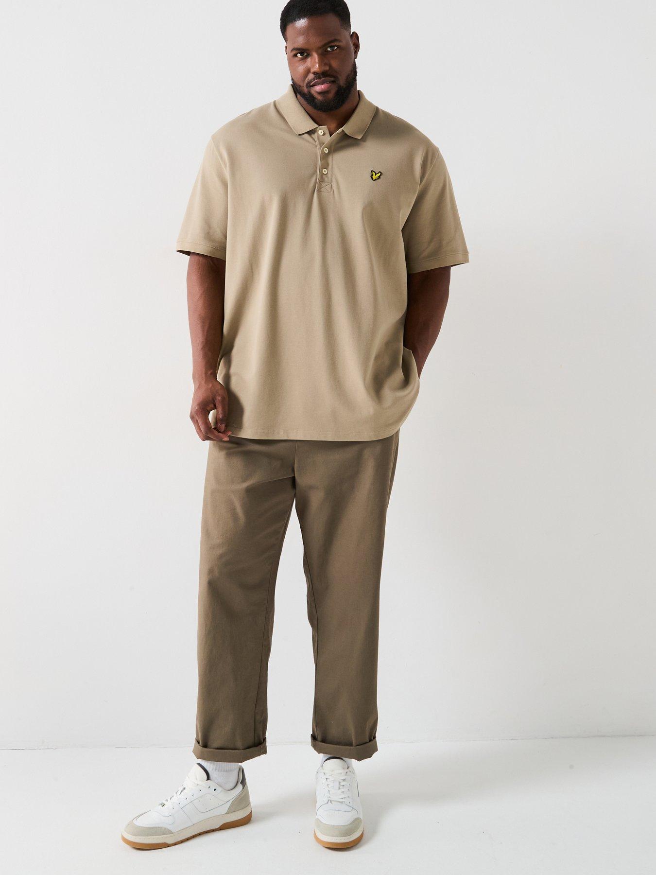 image of lyle-scott-big-tall-plain-regular-fit-polo-shirt-khaki