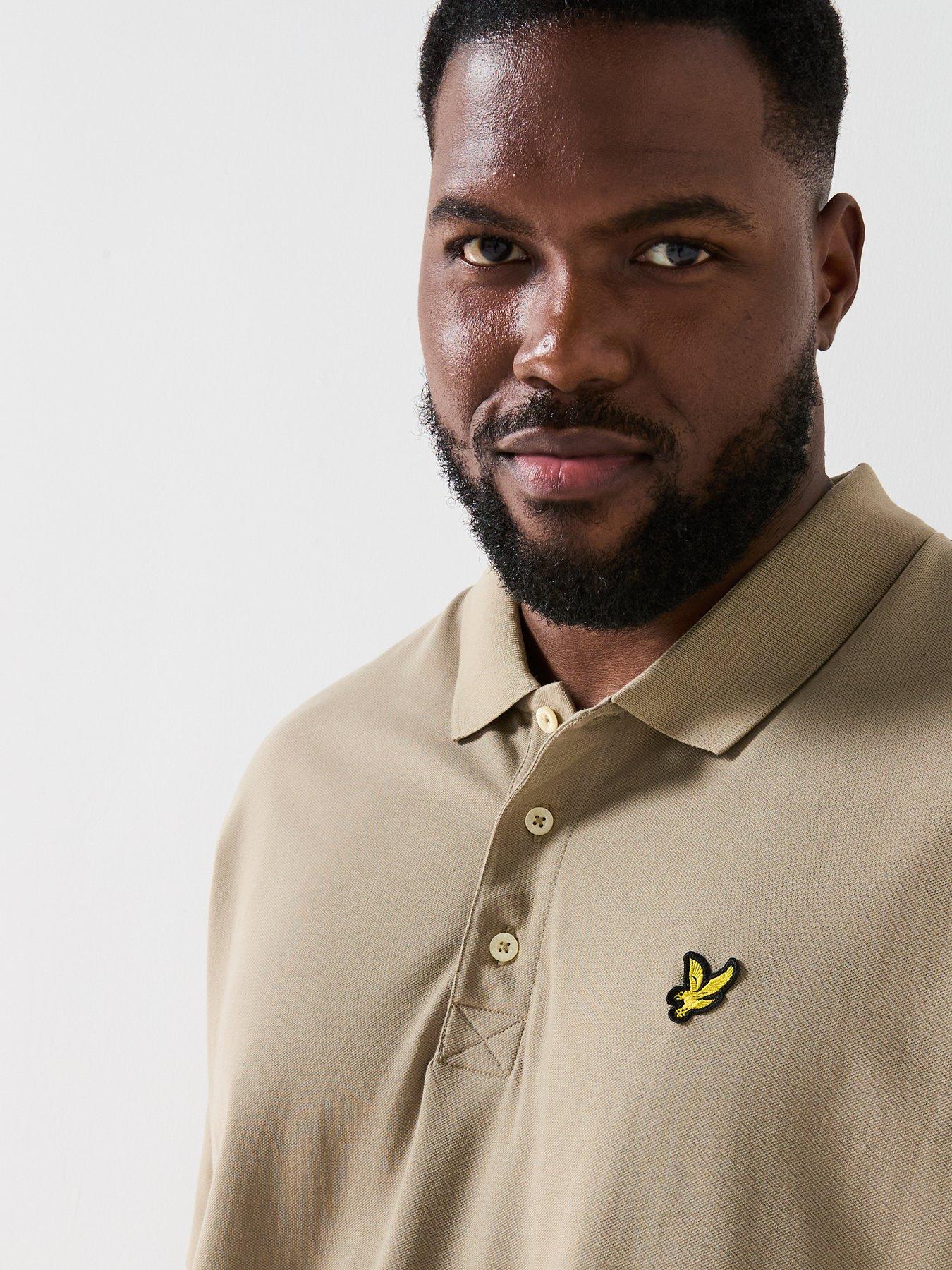  image of lyle-scott-big-tall-plain-regular-fit-polo-shirt-khaki