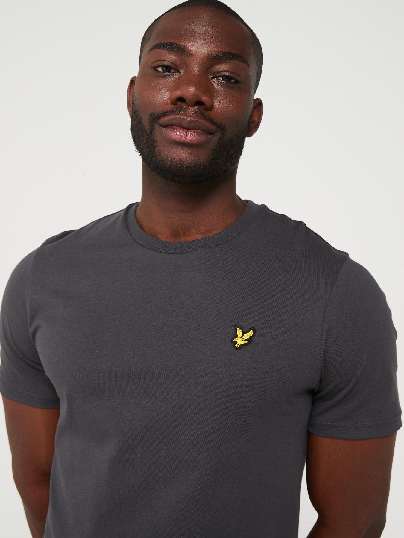  image of lyle-scott-short-sleeve-regular-fit-plain-t-shirt-dark-grey