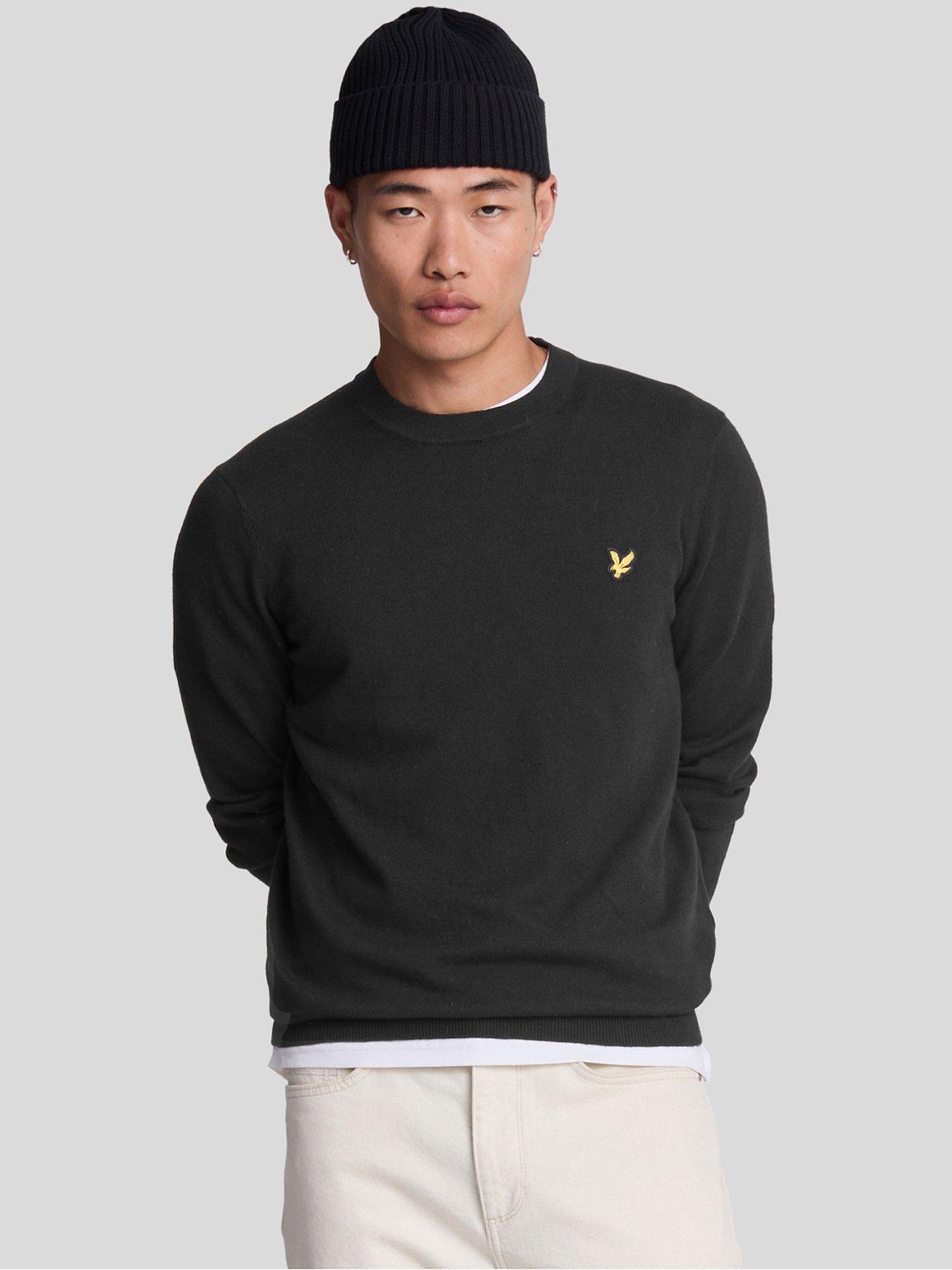 undefined Cotton Merino Crew Knitted Jumper - Black