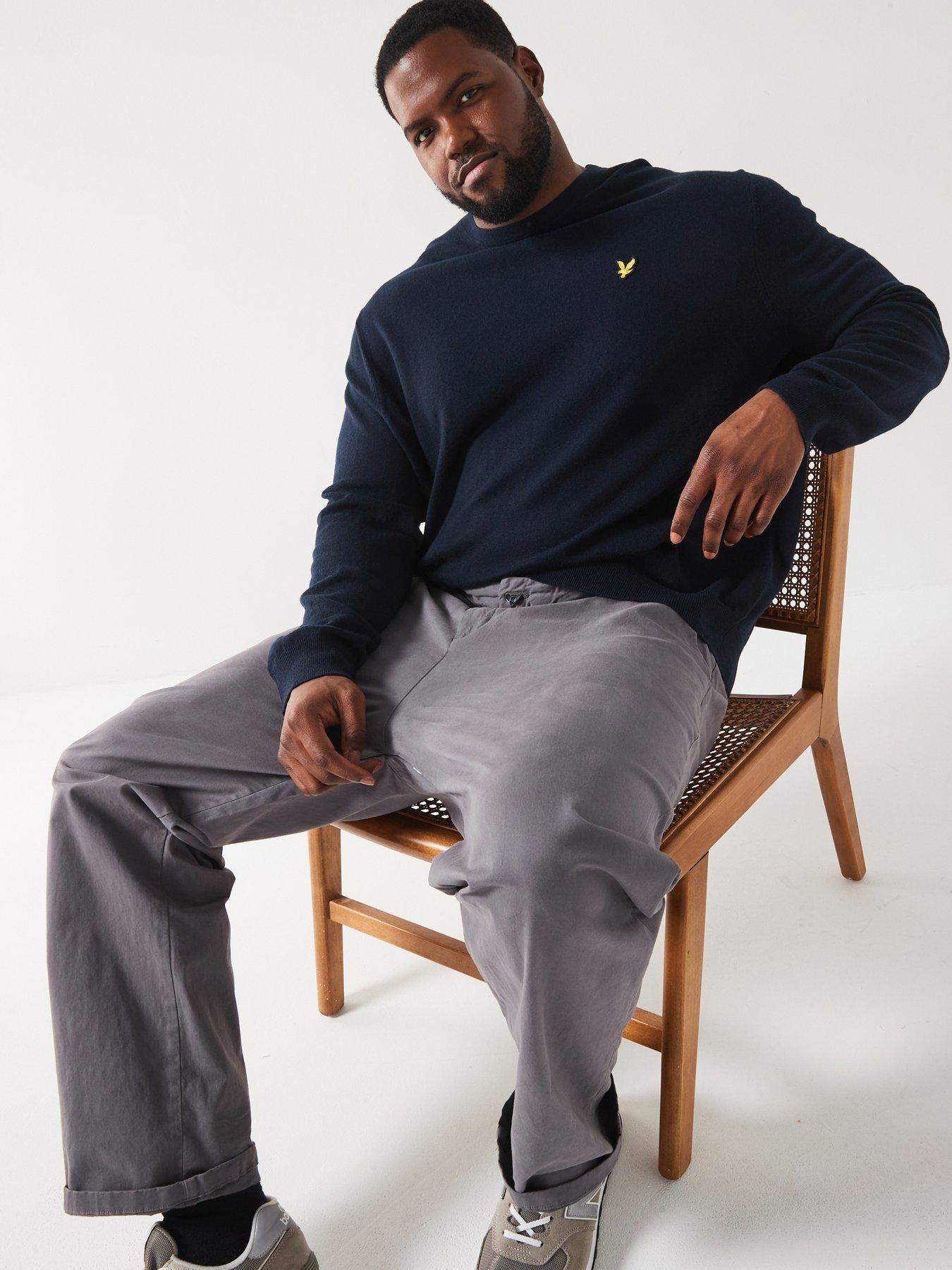 undefined Big  &  Tall Cotton Merino Crew Knitted Jumper - Navy