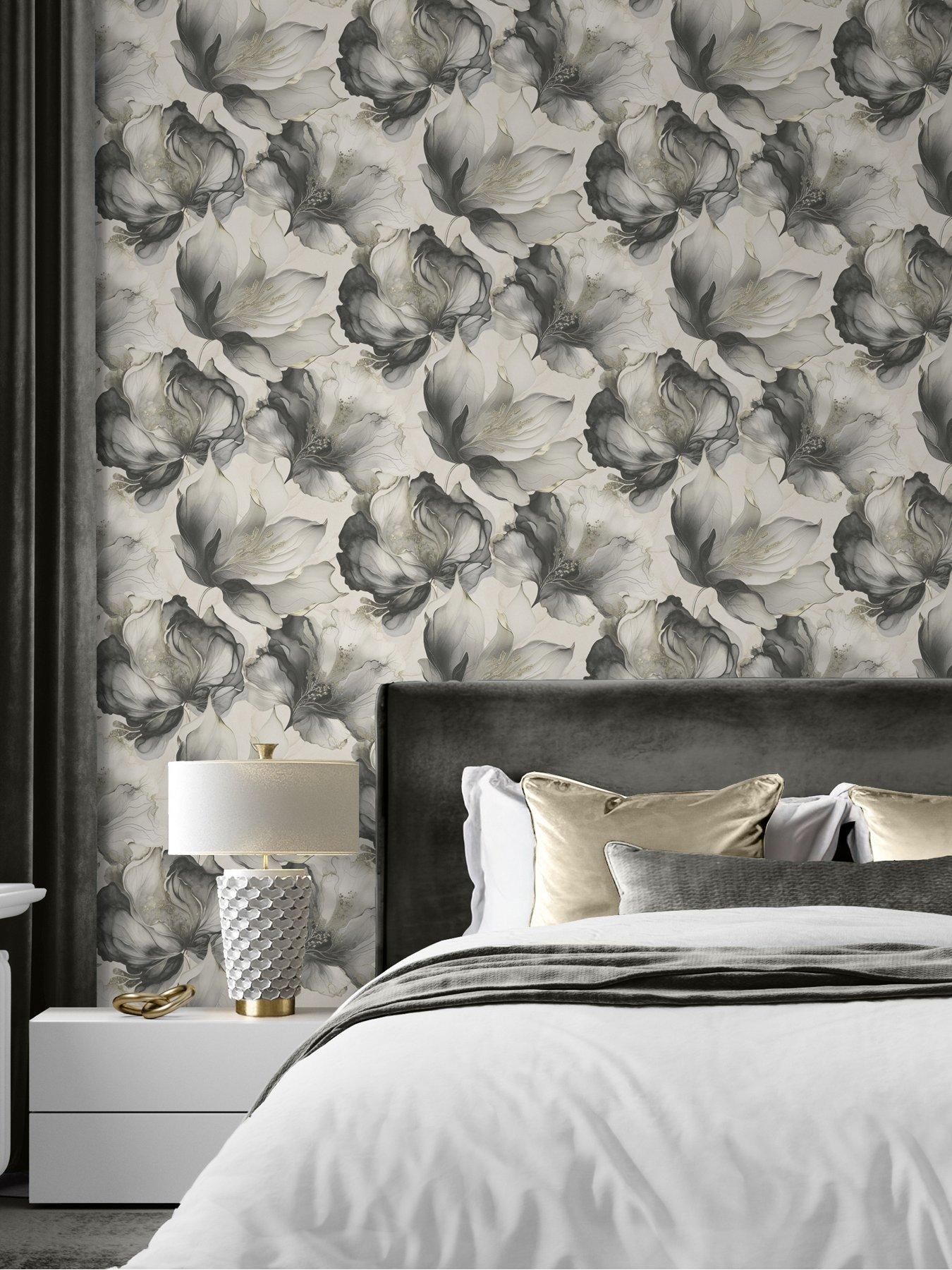 undefined Elysian Floral Black and Gold Wallpaper