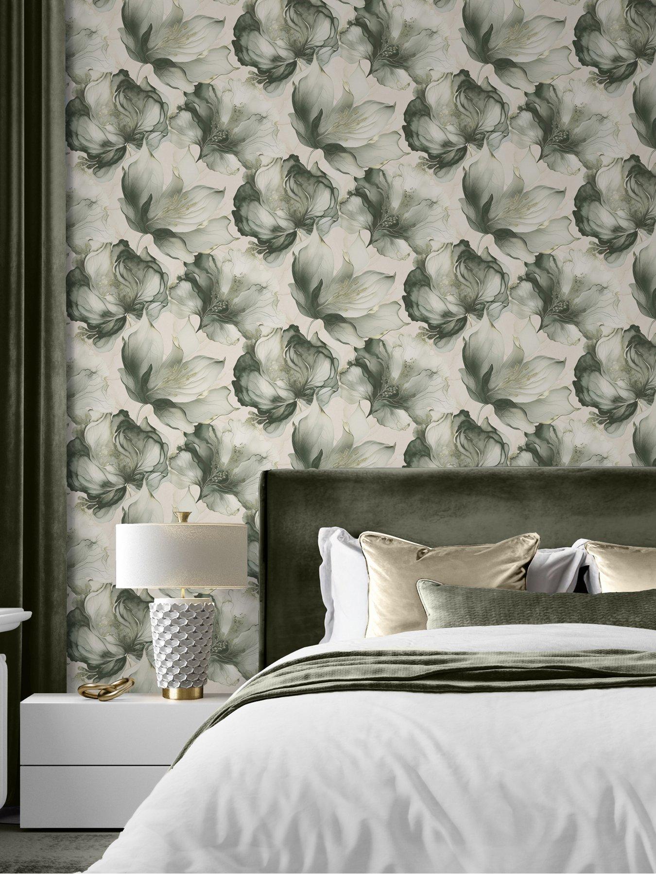 undefined Elysian Floral Green and Gold Wallpaper