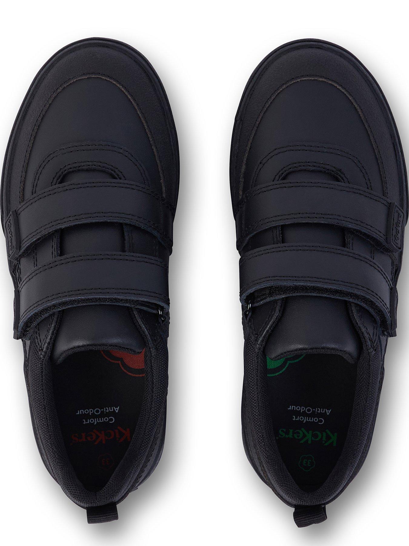 Kickers Tovni Trip J - Black Leather Kids' Sneakers With Velcro (US Child Size 1)