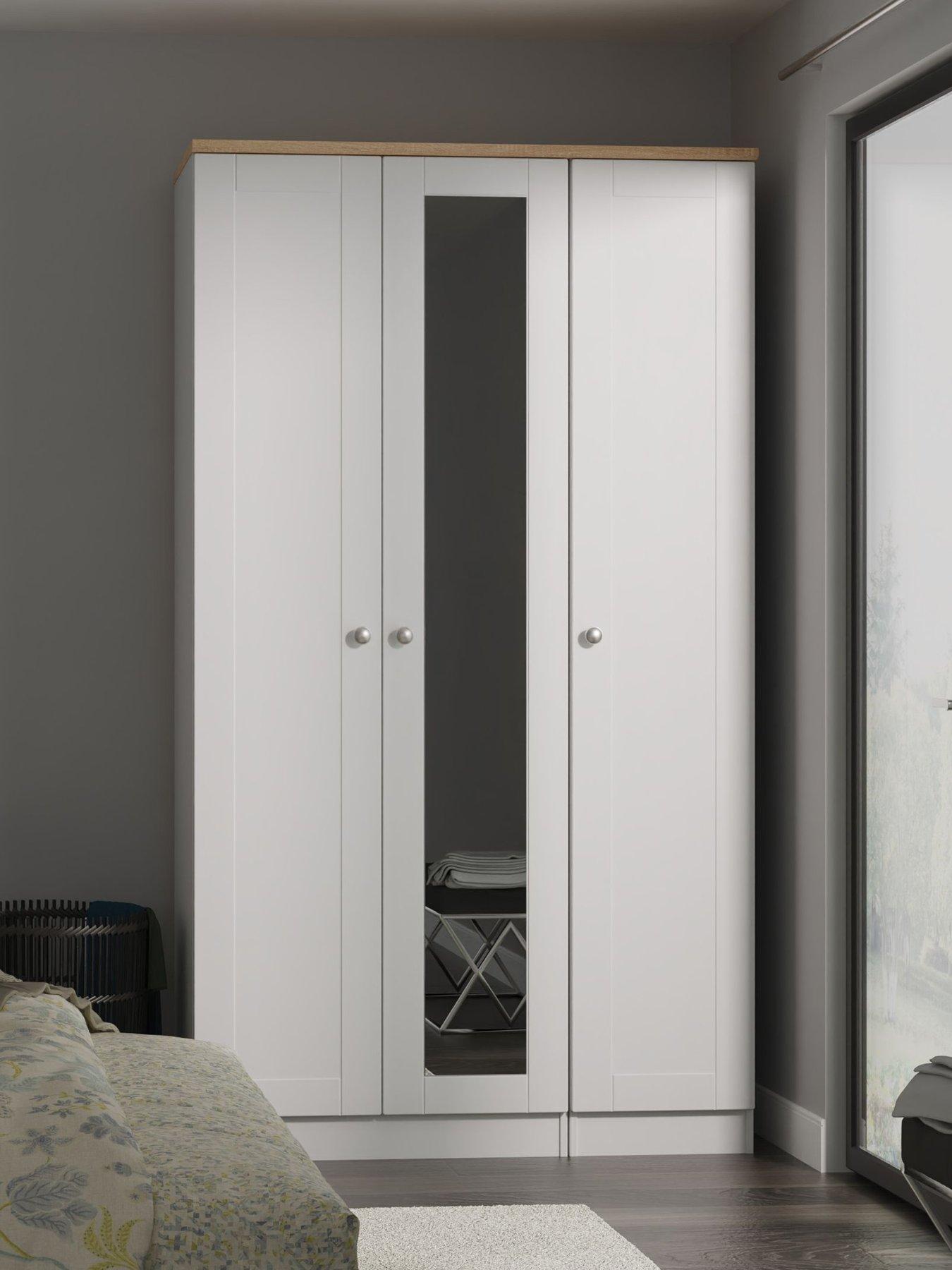 SWIFT Sydney Part Assembled Tall 3 Door Mirrored Wardrobe