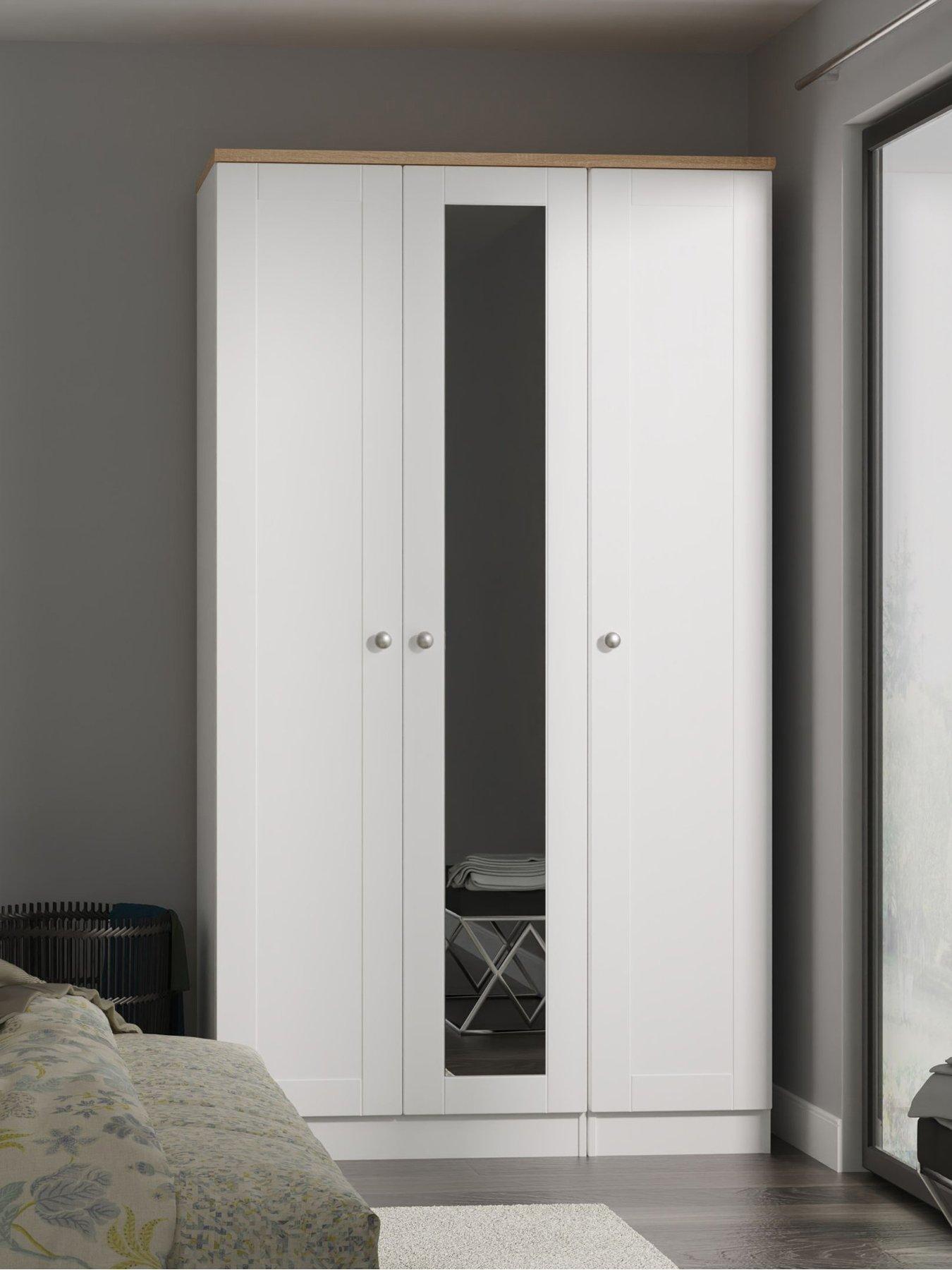undefined Sydney Part Assembled Tall 3 Door Mirrored Wardrobe