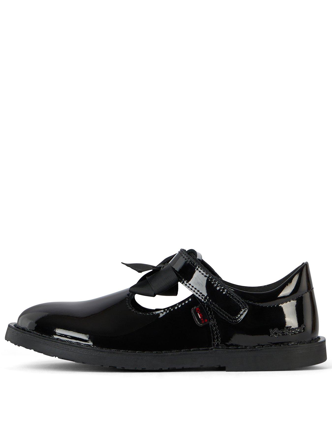 undefined Girls Adlar T Bar Bow Patent Leather School Shoe - Black