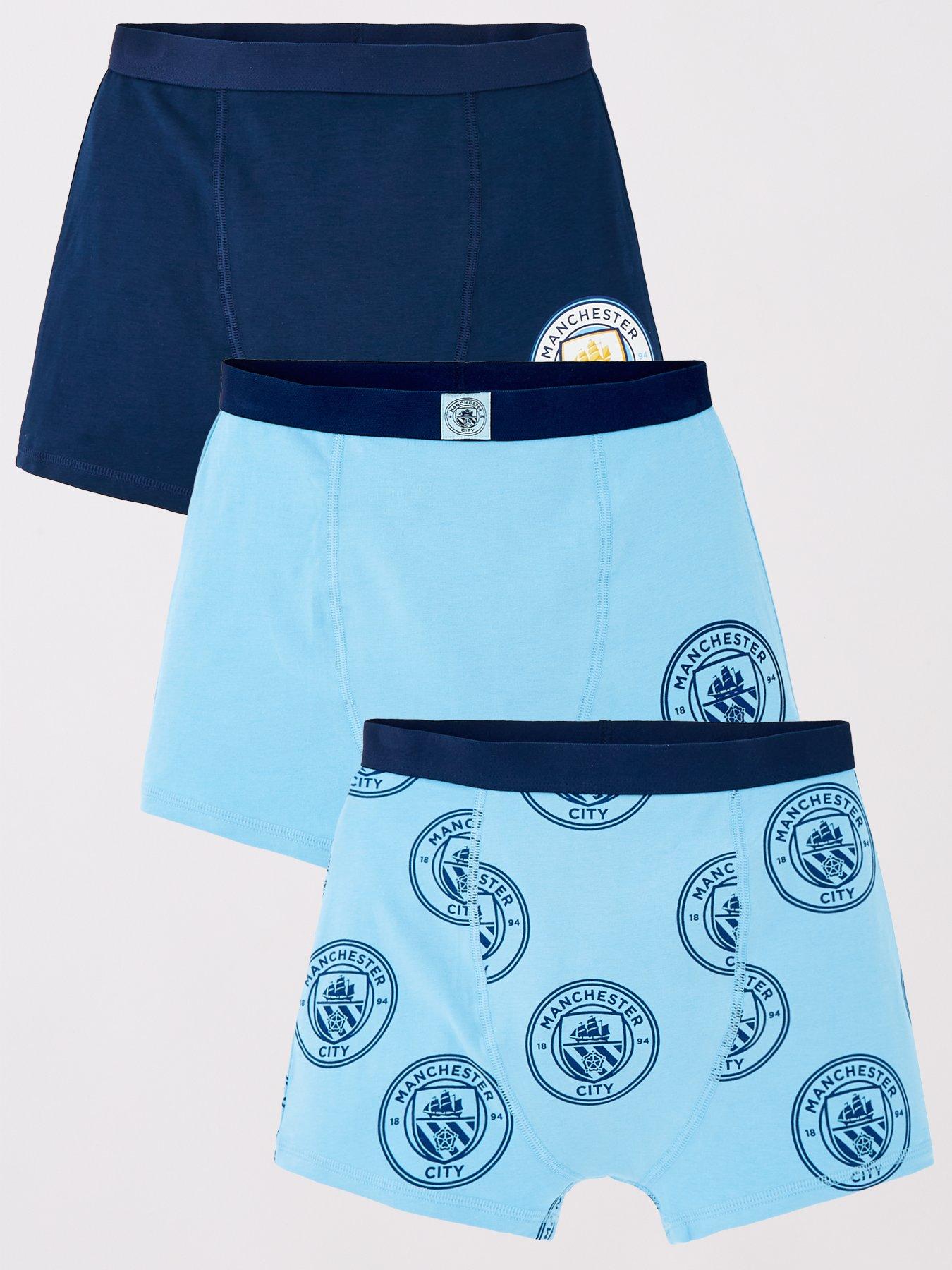 Manchester City Football 3 Pack Boxer Trunks - Blue