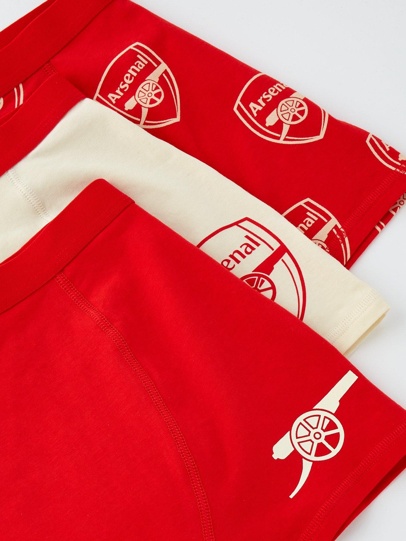 Confezione Da 3 Boxer Ufficiali Arsenal Football Club Per Ragazzi, In Morbido Cotone, Elastico In Vita, Taglie Da 5-6 A 13-14 Anni