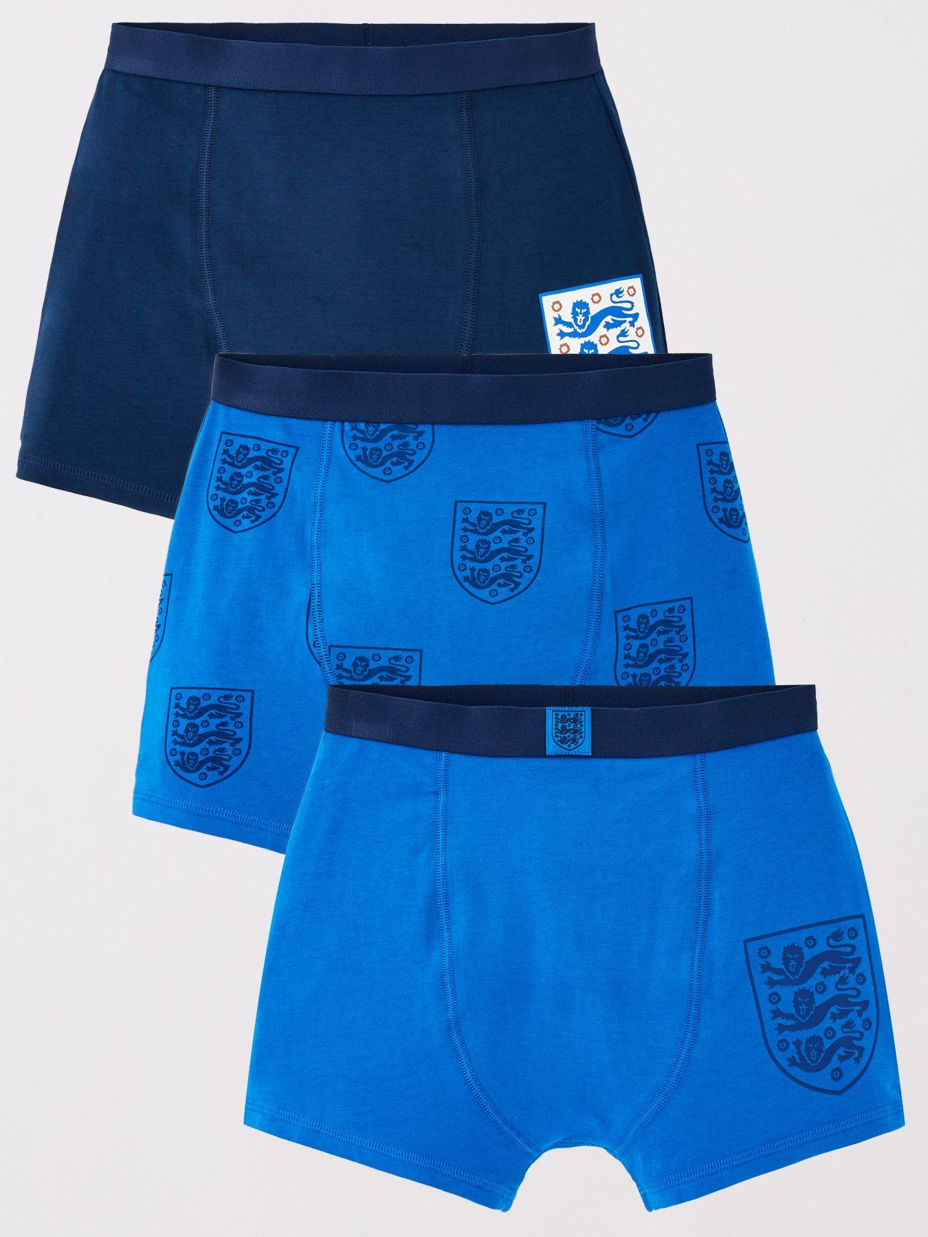 England Football 3 Pack Boxer Trunks - Blue