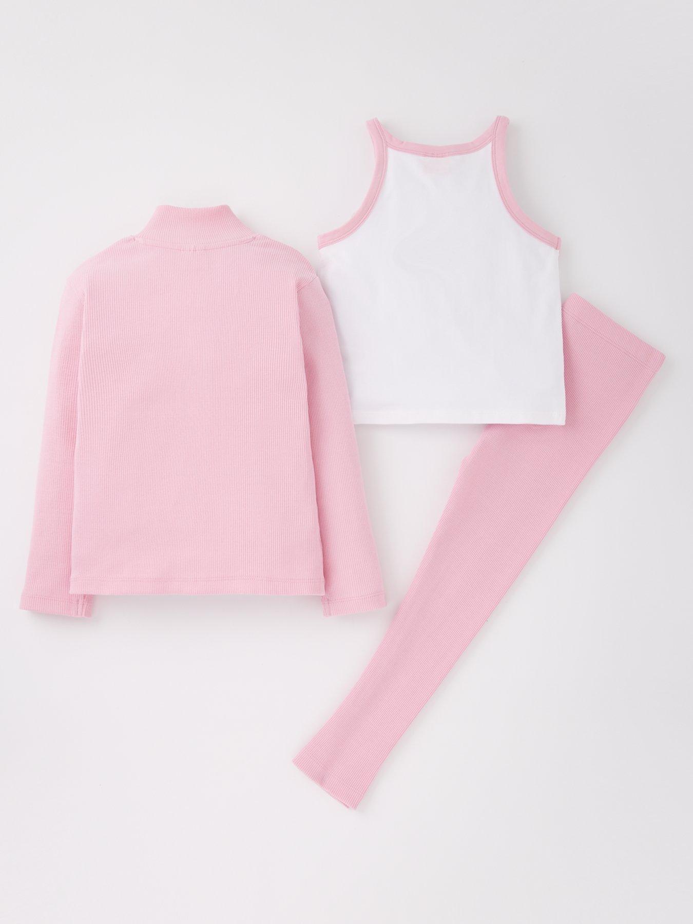 back image of barbie-3-piece-zip-through-top-vest-and-legging-set-pink