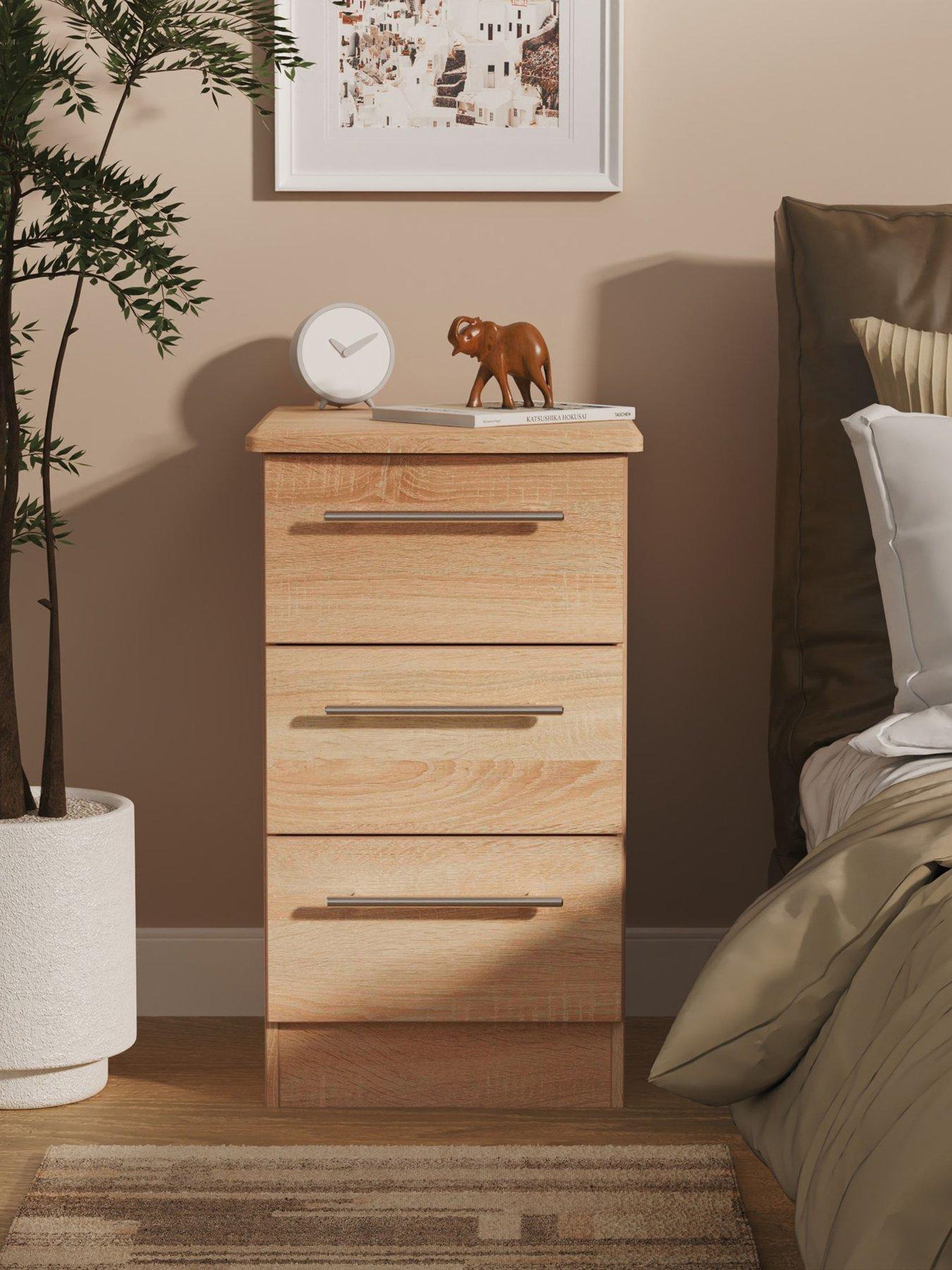 undefined Oxford Ready Assembled 3 Drawer Bedside Cabinet