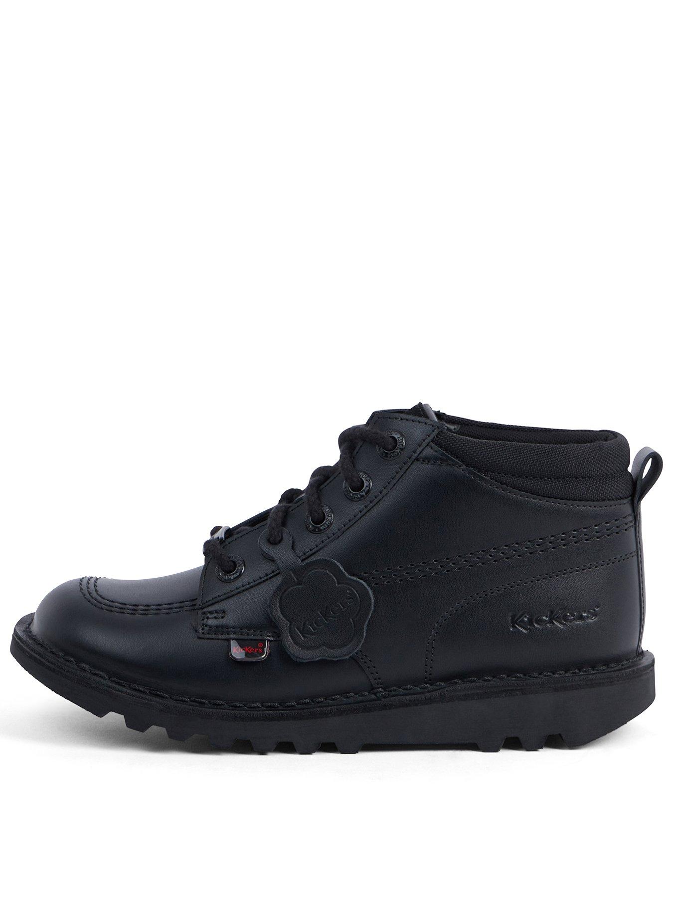 undefined Boys Kick Hi Mix Mesh Leather School Boot - Black