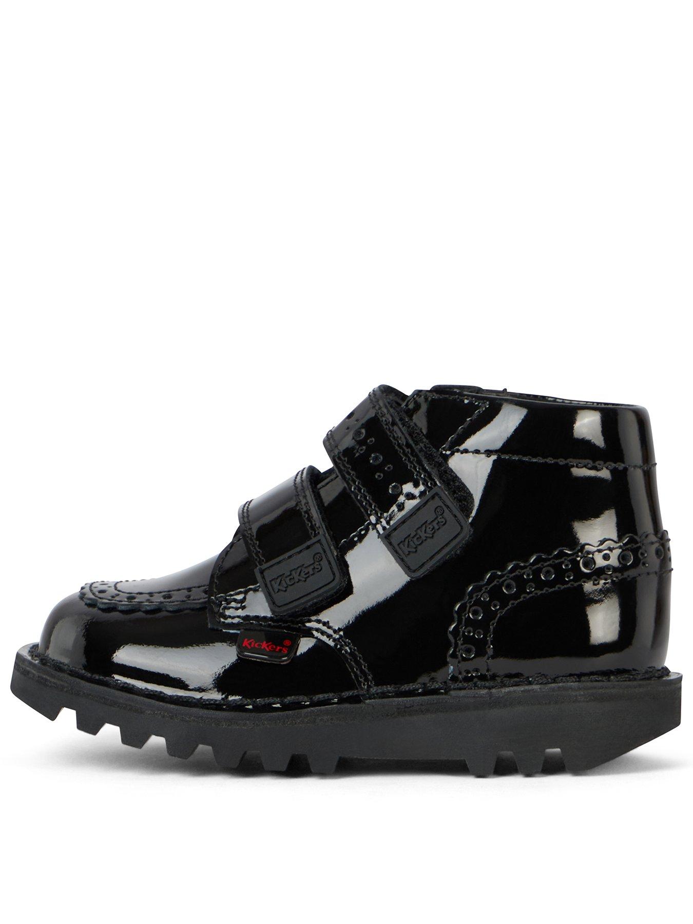 undefined Girls Kick Hi Vel Brogue Patent Leather School Boot - Black