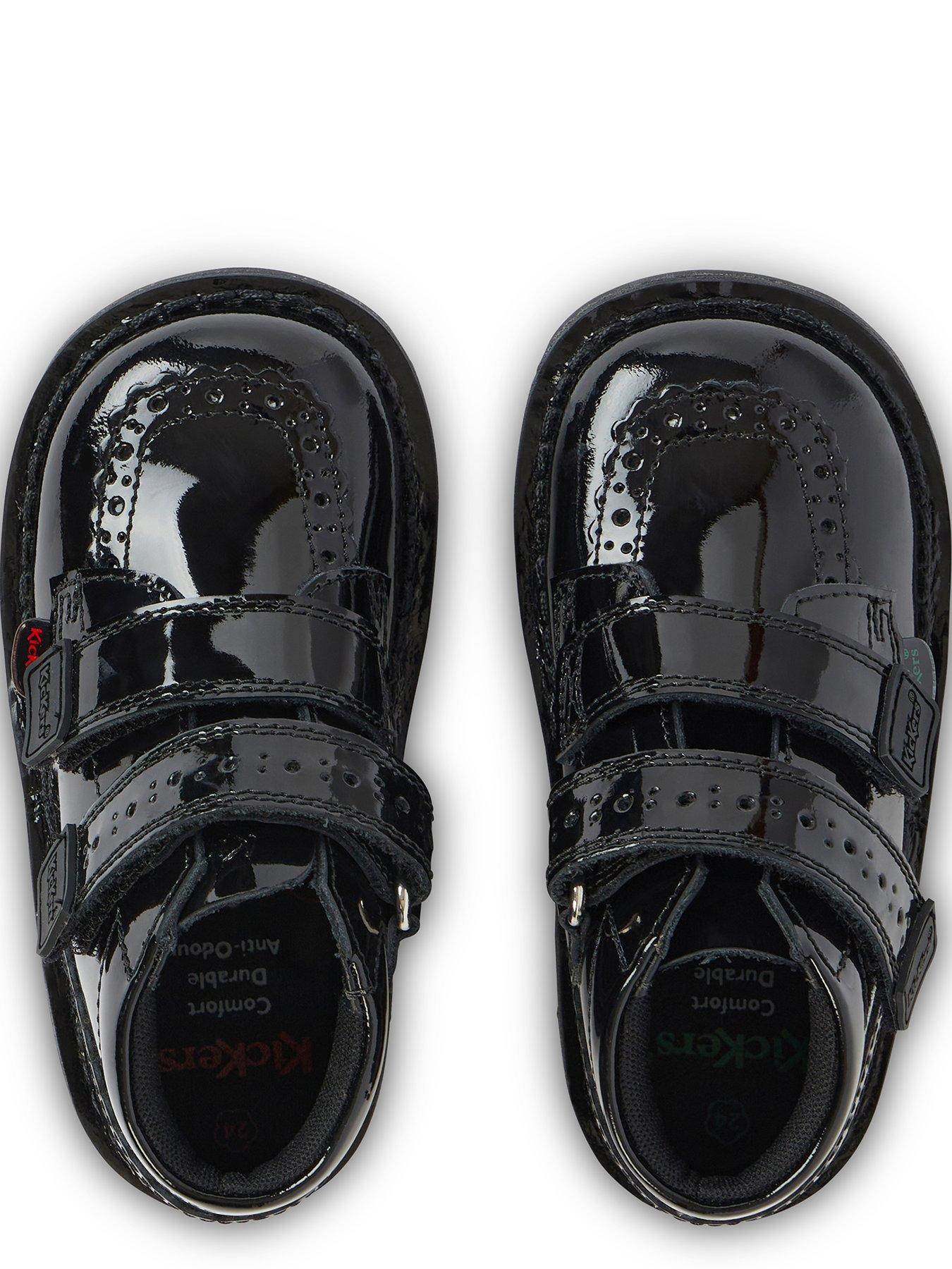 Kickers Girls Kick Hi Vel Brogue Patent Leather School Boot