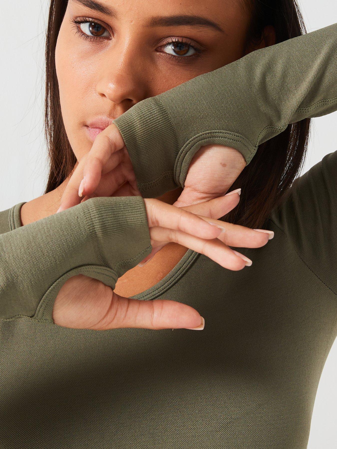 Image 5 of 6 of Peach Fit Womens Amber Seamless Long Sleeve Top - Khaki