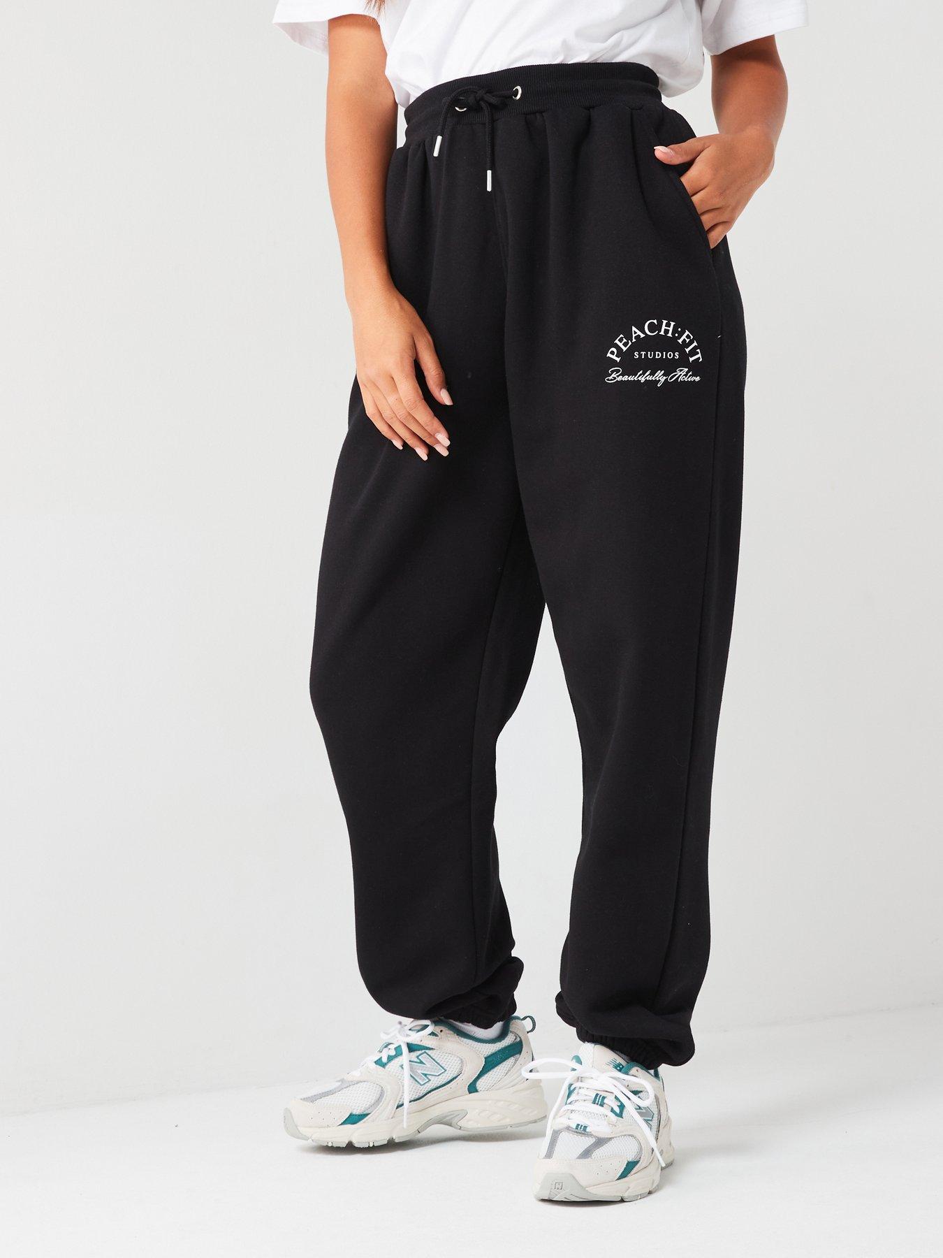  image of peach-fit-womens-beautifully-active-oversized-jogger-black