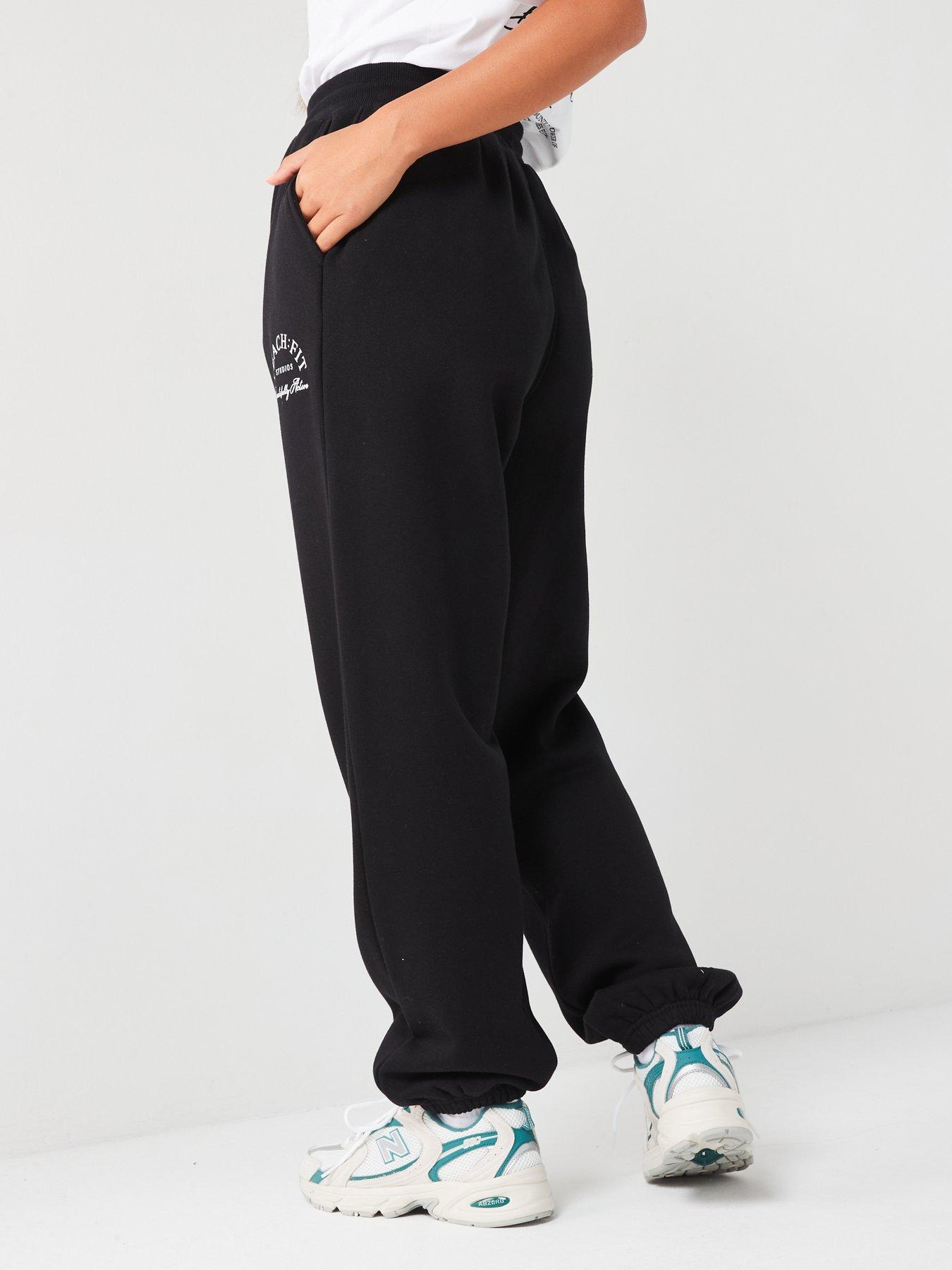  image of peach-fit-womens-beautifully-active-oversized-jogger-black