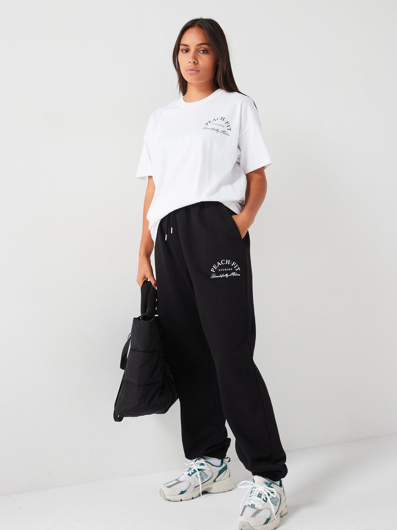  image of peach-fit-womens-beautifully-active-oversized-jogger-black